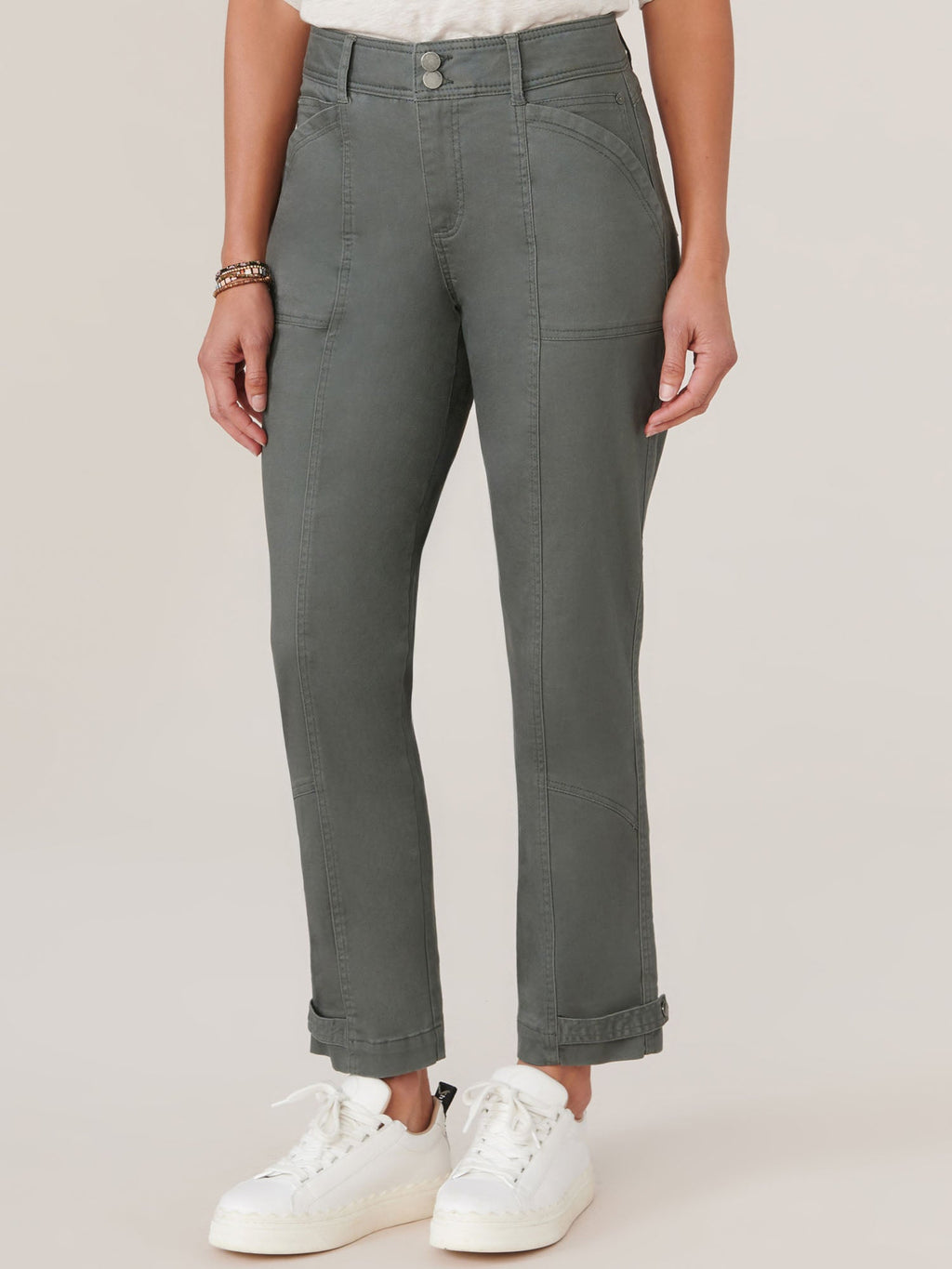 "Ab"solution® High Rise Tapered Utility Pant with Snap Hem