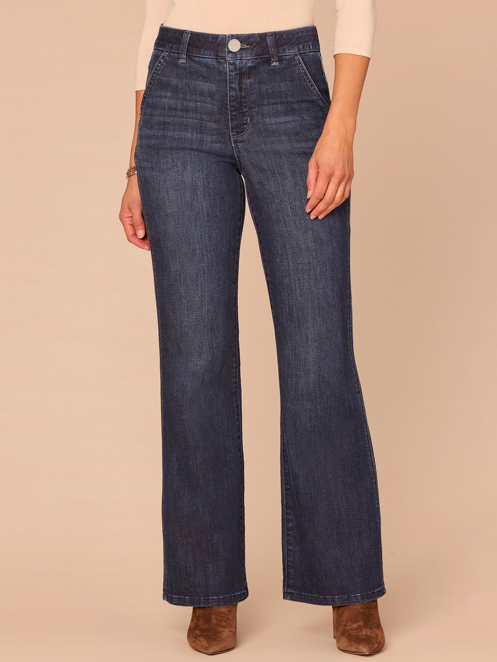 "Ab"solution® Skyrise Double Side Seam Petite Trouser Bootcut Jeans