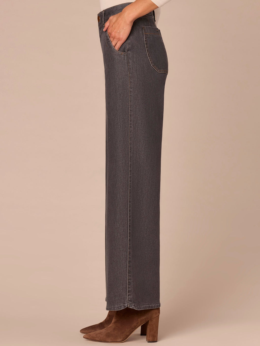 "Ab"solution® Skyrise Tulip Hem Wide Leg Jeans with Curved Pockets
