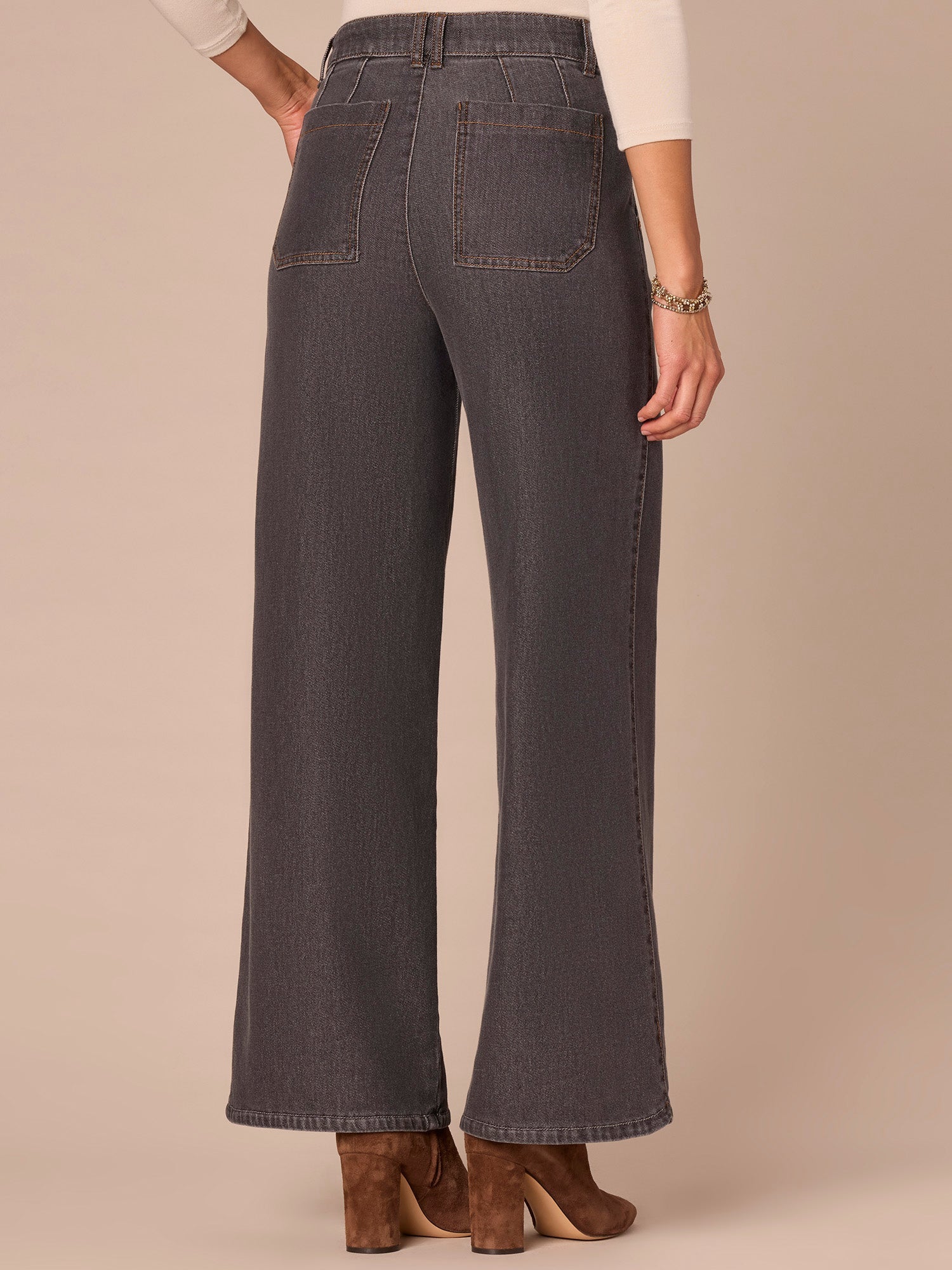 "Ab"solution® Skyrise Tulip Hem Petite Wide Leg Jeans