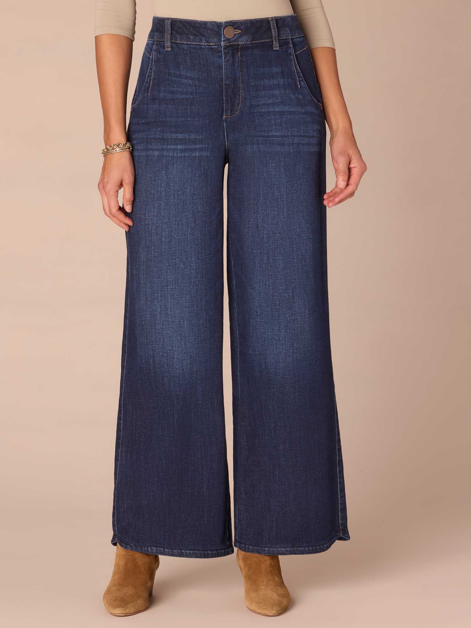"Ab"solution® Skyrise Curved Pocket Wide Leg Tall Jeans with Tulip Hem