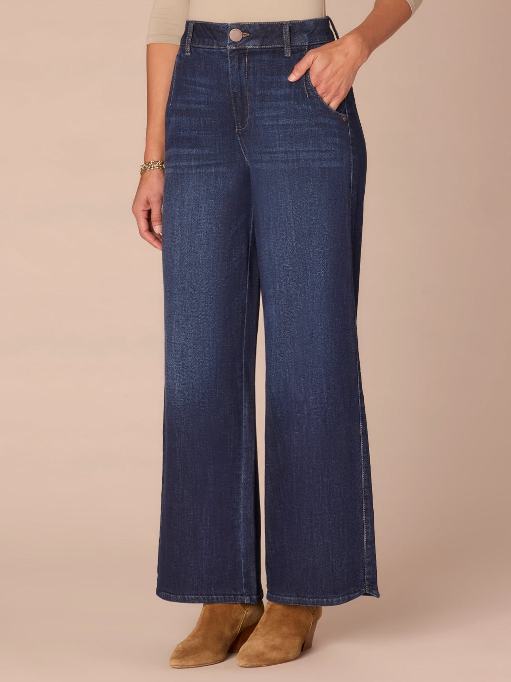 "Ab"solution® Skyrise Petite Wide Leg Jeans with Tulip Hem