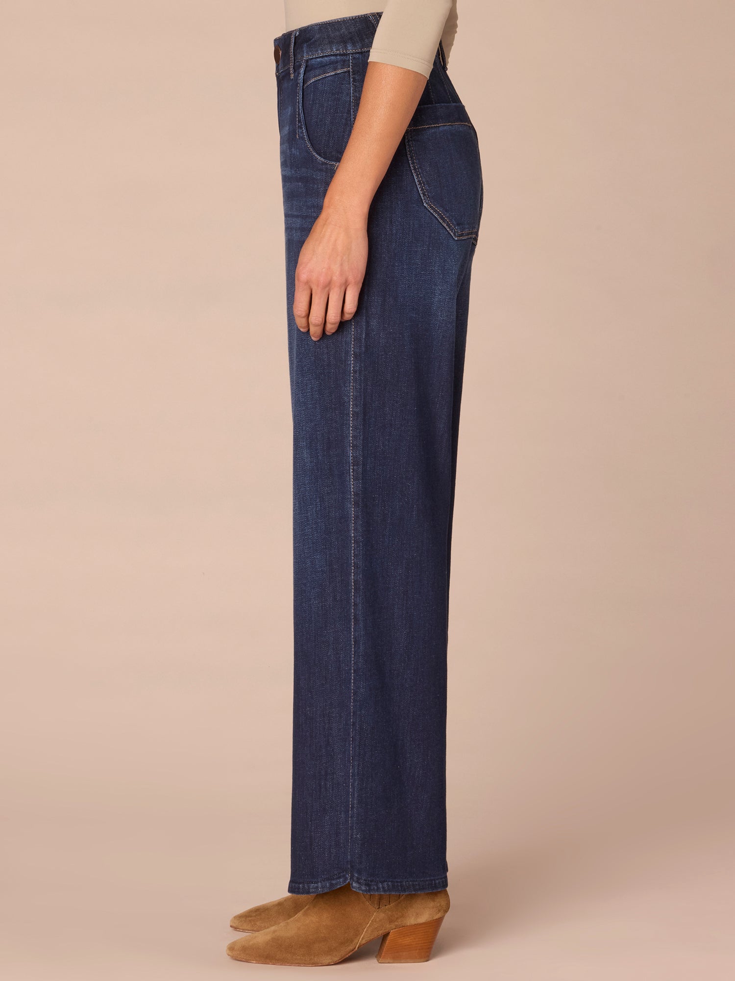 "Ab"solution® Skyrise Petite Wide Leg Jeans with Tulip Hem