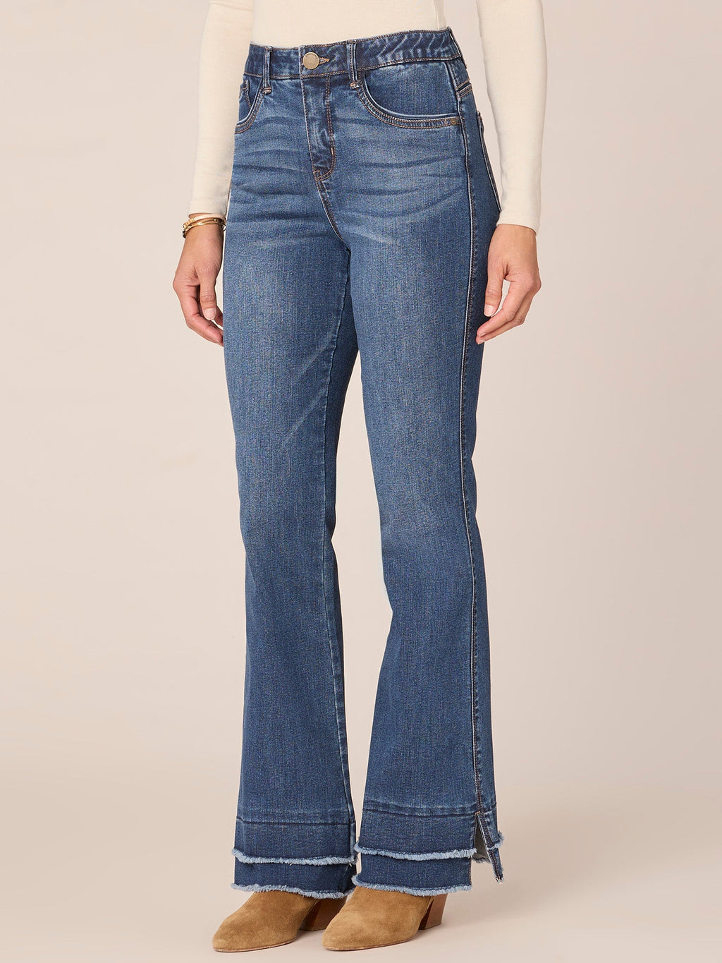 "Ab"solution High Rise Double Layer Hem Itty Bitty More Boot Jeans
