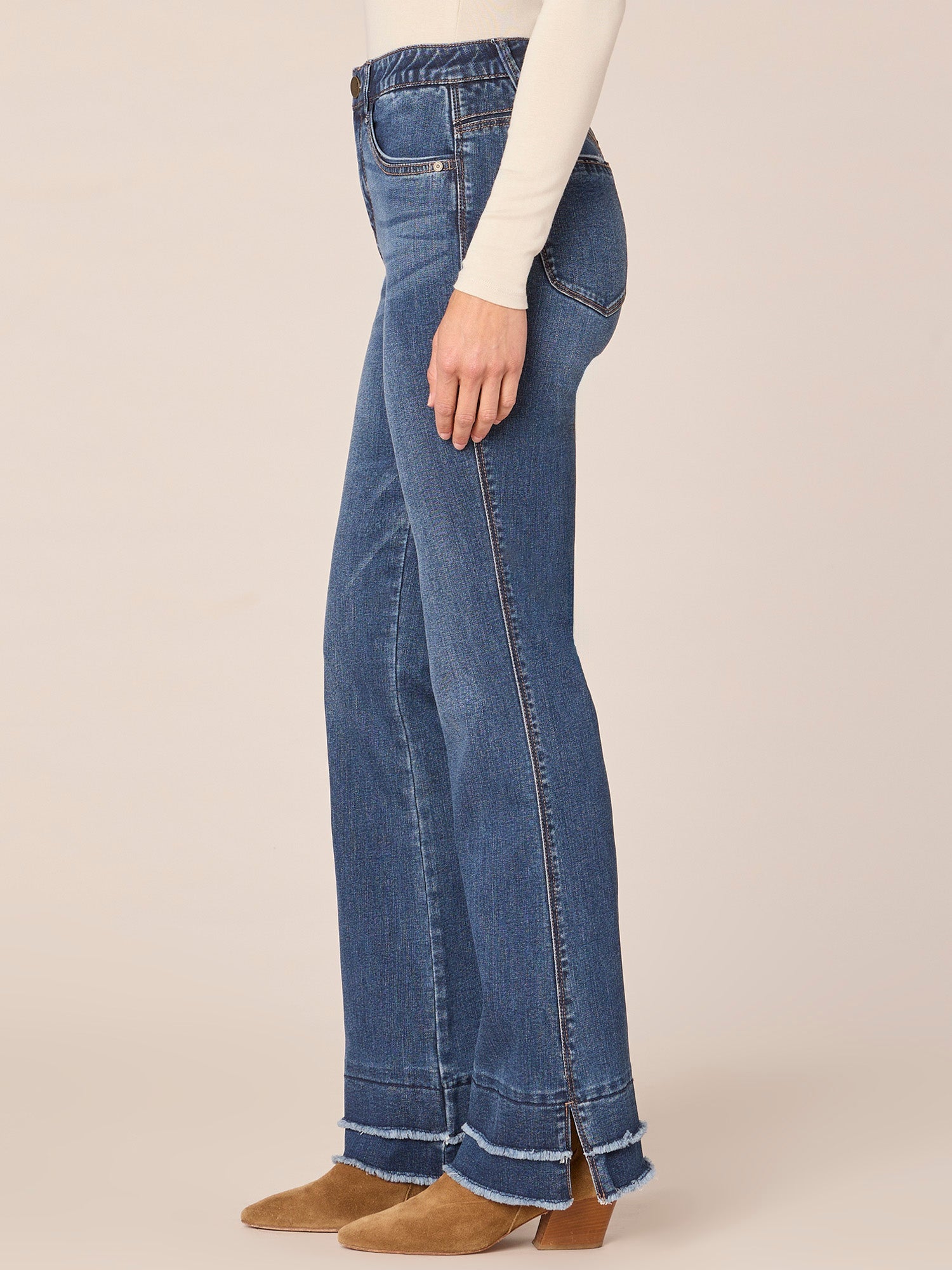 "Ab"solution High Rise Double Layer Hem Itty Bitty More Boot Jeans