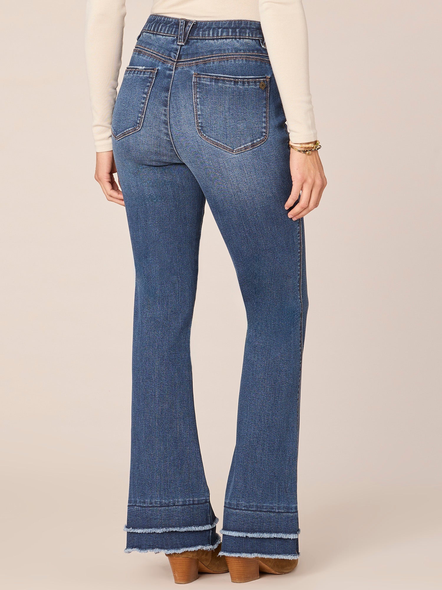 "Ab"solution High Rise Double Layer Hem Itty Bitty More Boot Jeans