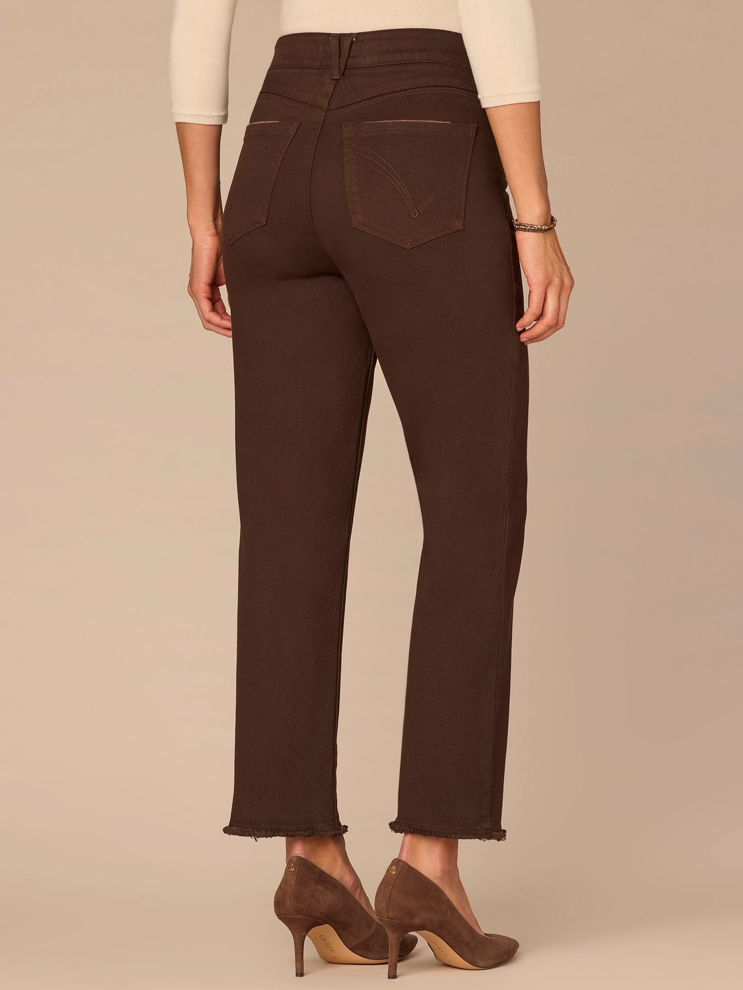 "Ab"solution® Colored Slim Straight Cascading "D" Pants