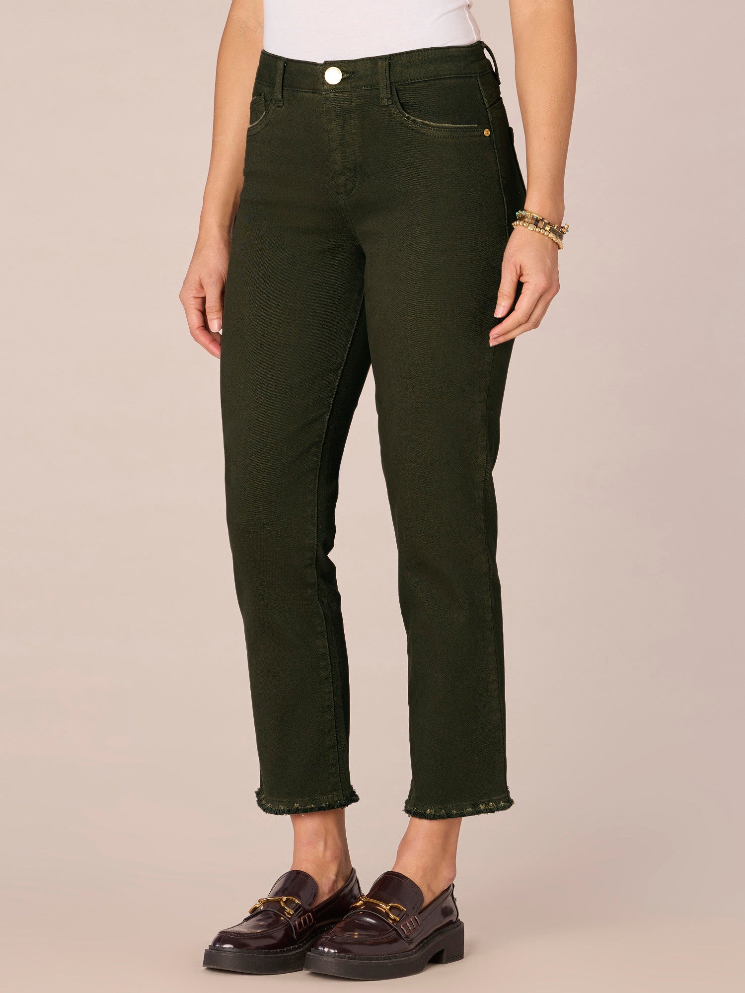 "Ab"solution® Colored Slim Straight Cascading "D" Pants