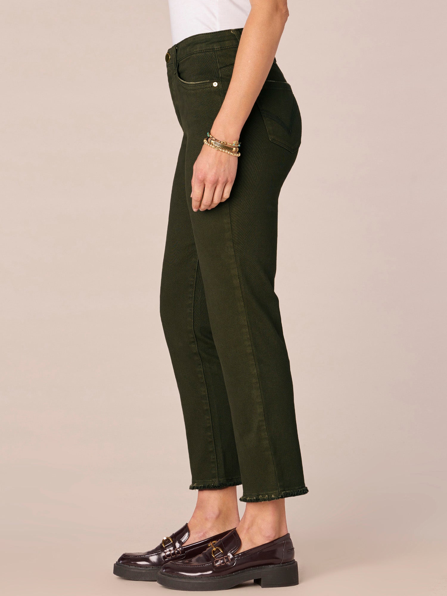 "Ab"solution® Colored Slim Straight Cascading "D" Pants
