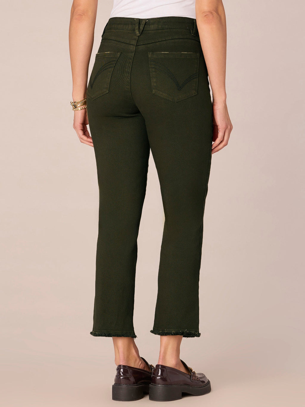 "Ab"solution® Colored Slim Straight Cascading "D" Pants