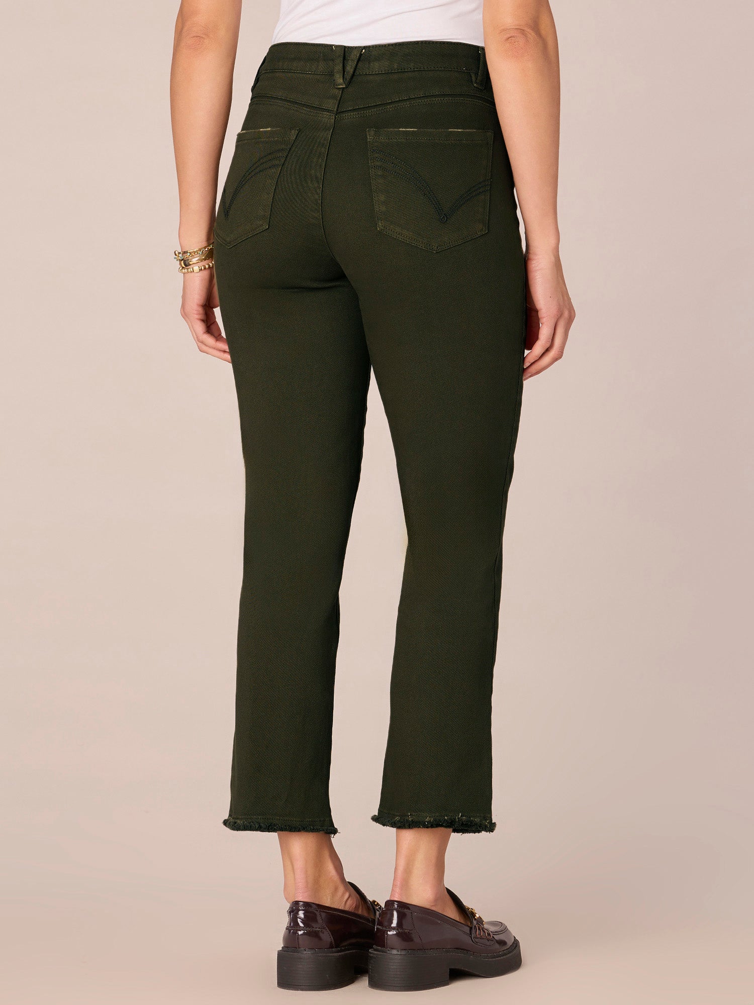 "Ab"solution® Colored Slim Straight Cascading "D" Pants