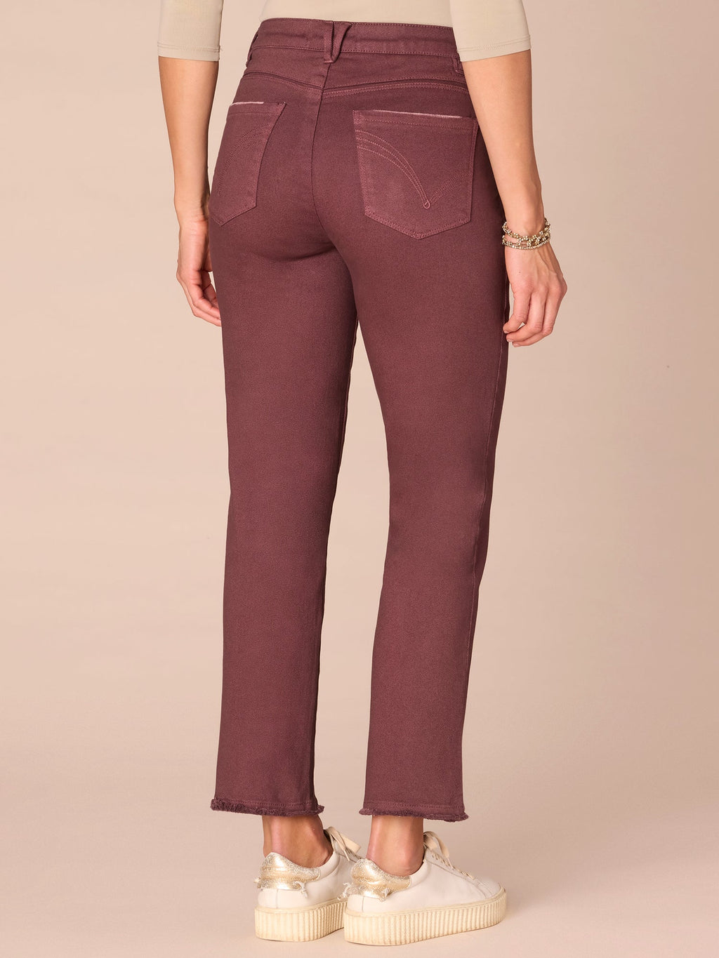"Ab"solution® Colored Slim Straight Cascading "D" Pants