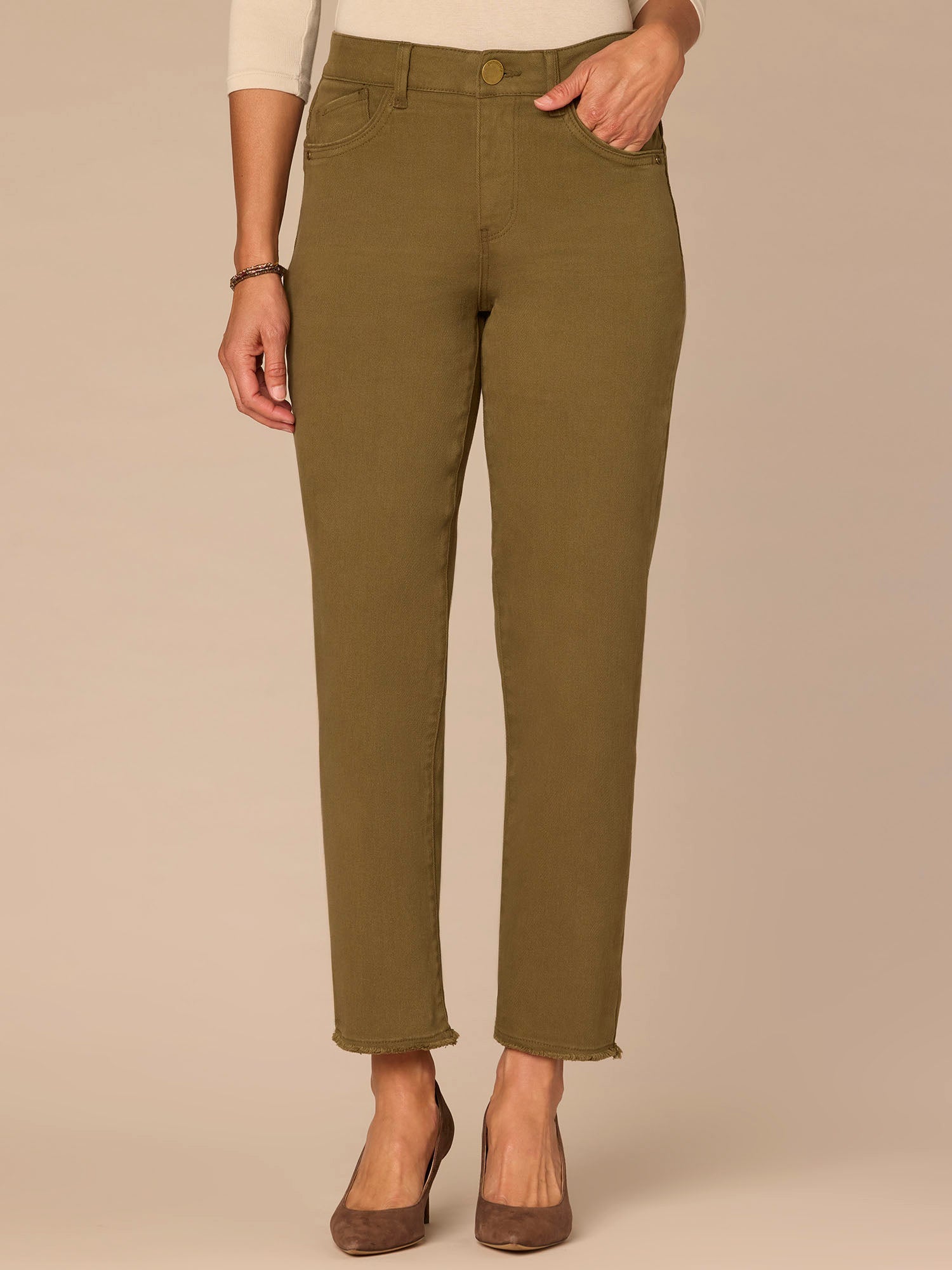 "Ab"solution High Rise Cascading "D" Pocket Slim Straight Petite Jeans