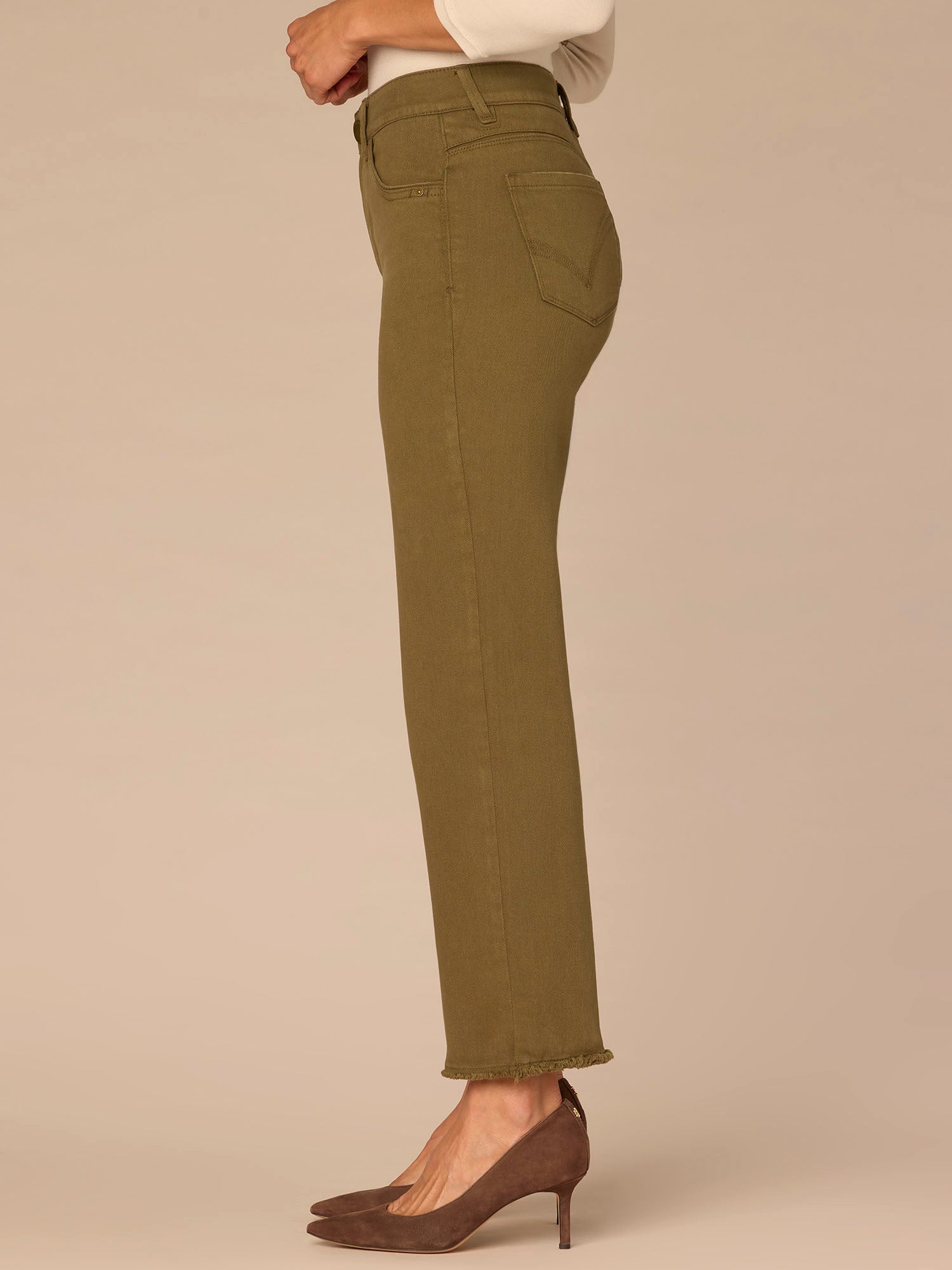 "Ab"solution® Colored Slim Straight Cascading "D" Pants