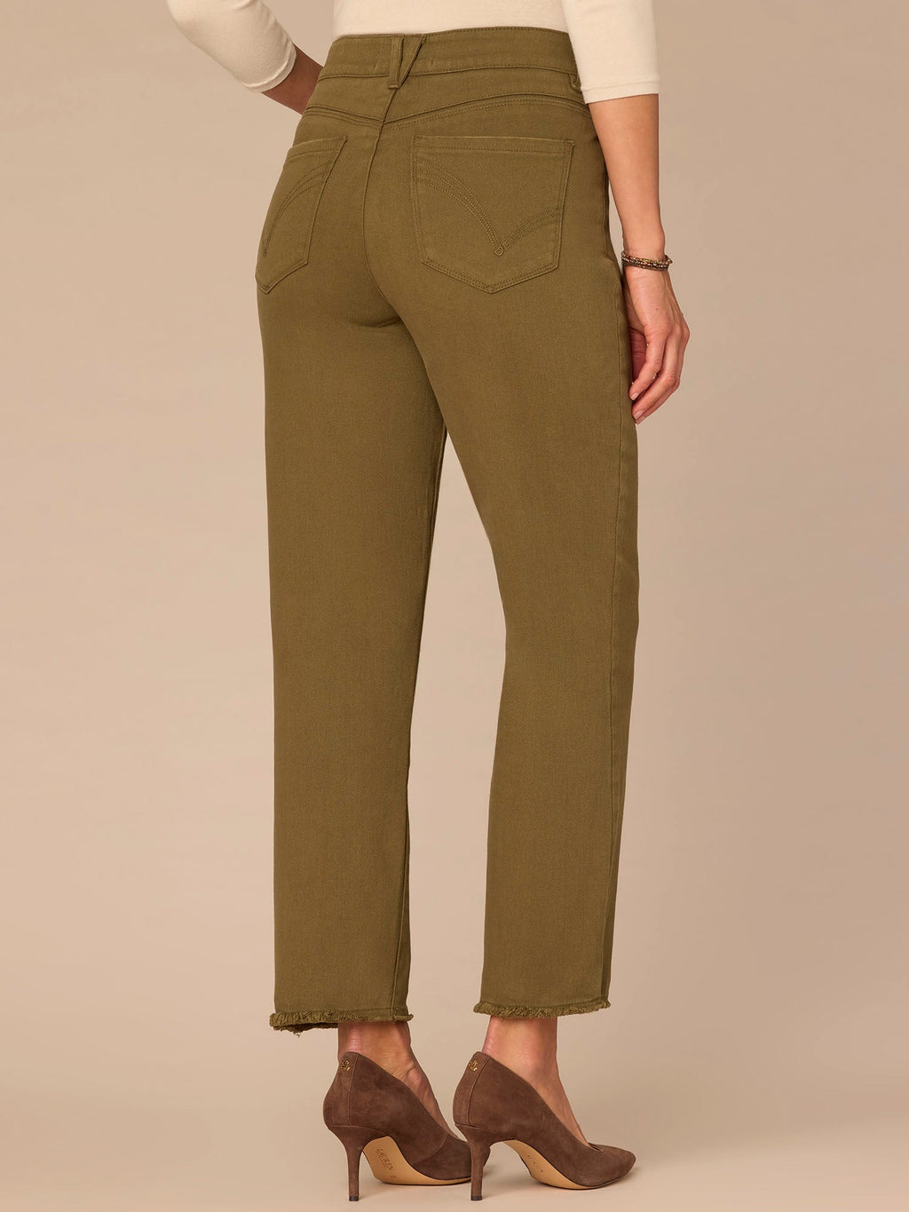 "Ab"solution® Colored Slim Straight Cascading "D" Pants