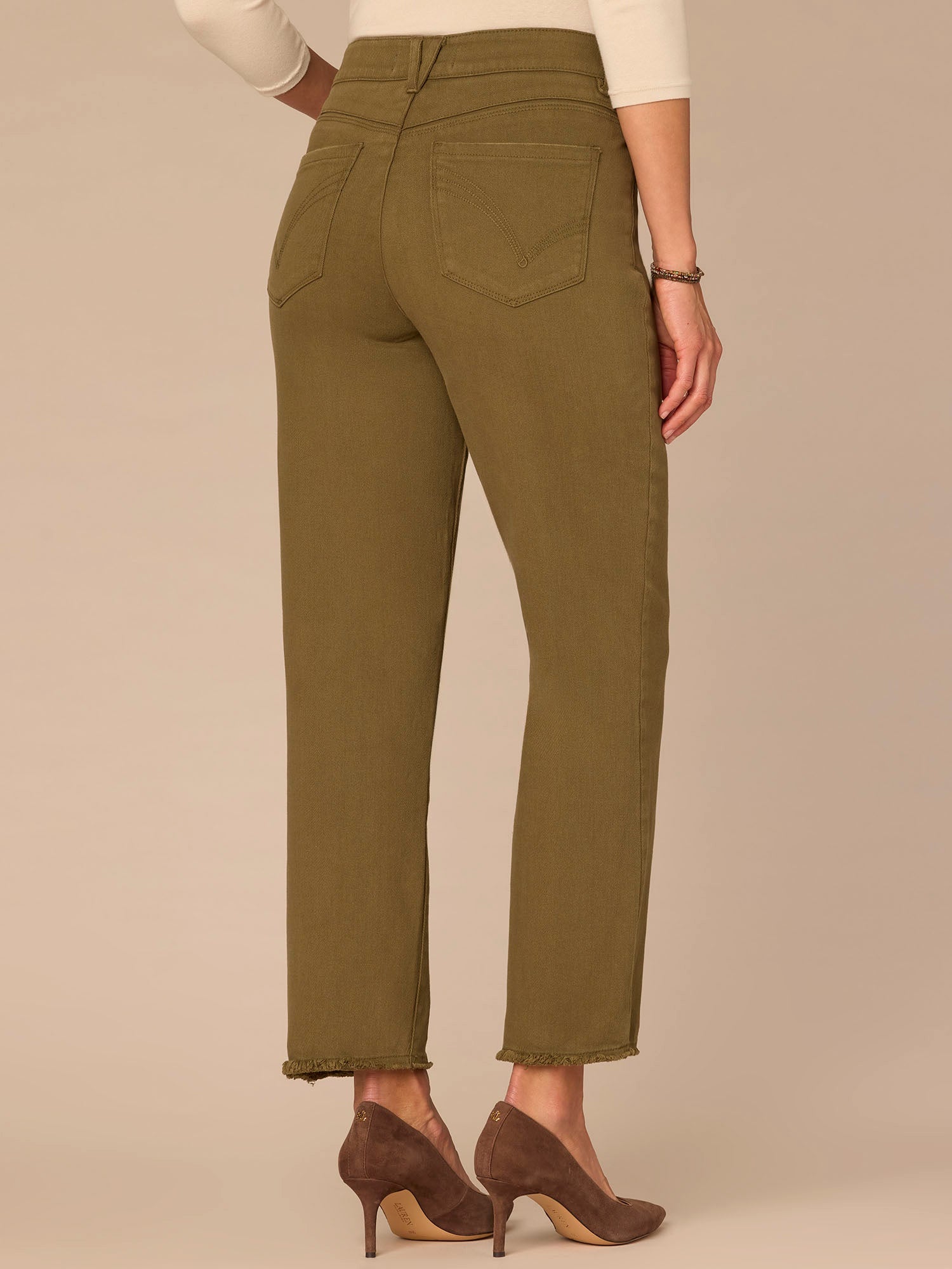 "Ab"solution® Colored Slim Straight Cascading "D" Pants