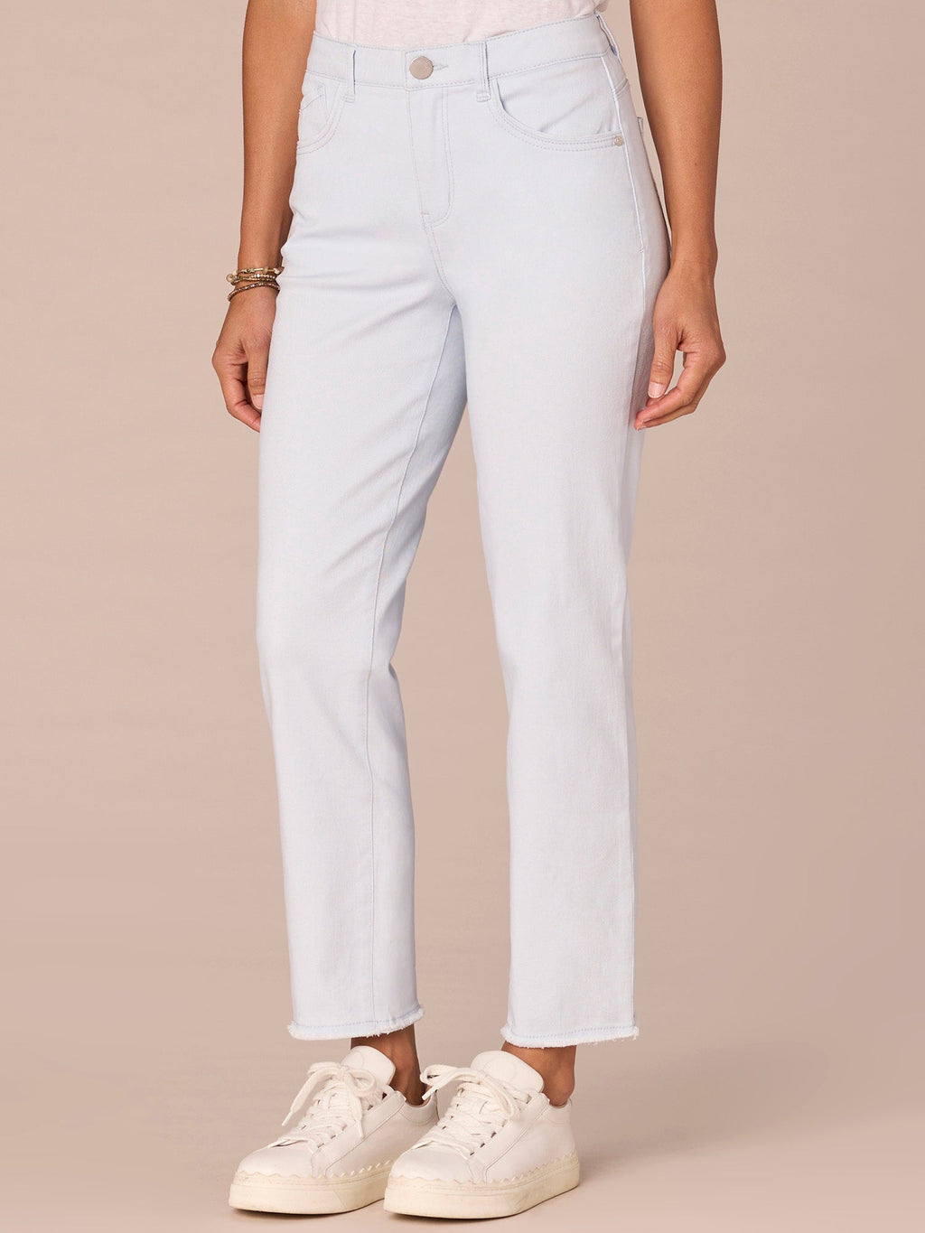 "Ab"solution® Colored Slim Straight Cascading "D" Pants
