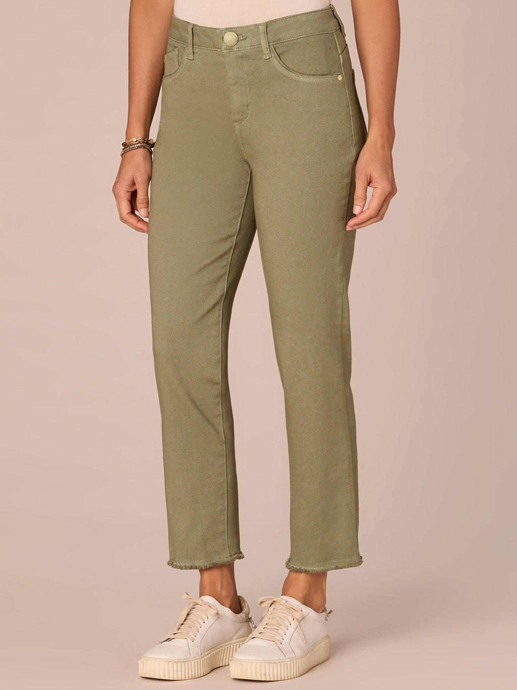 "Ab"solution® Colored Slim Straight Cascading "D" Pants