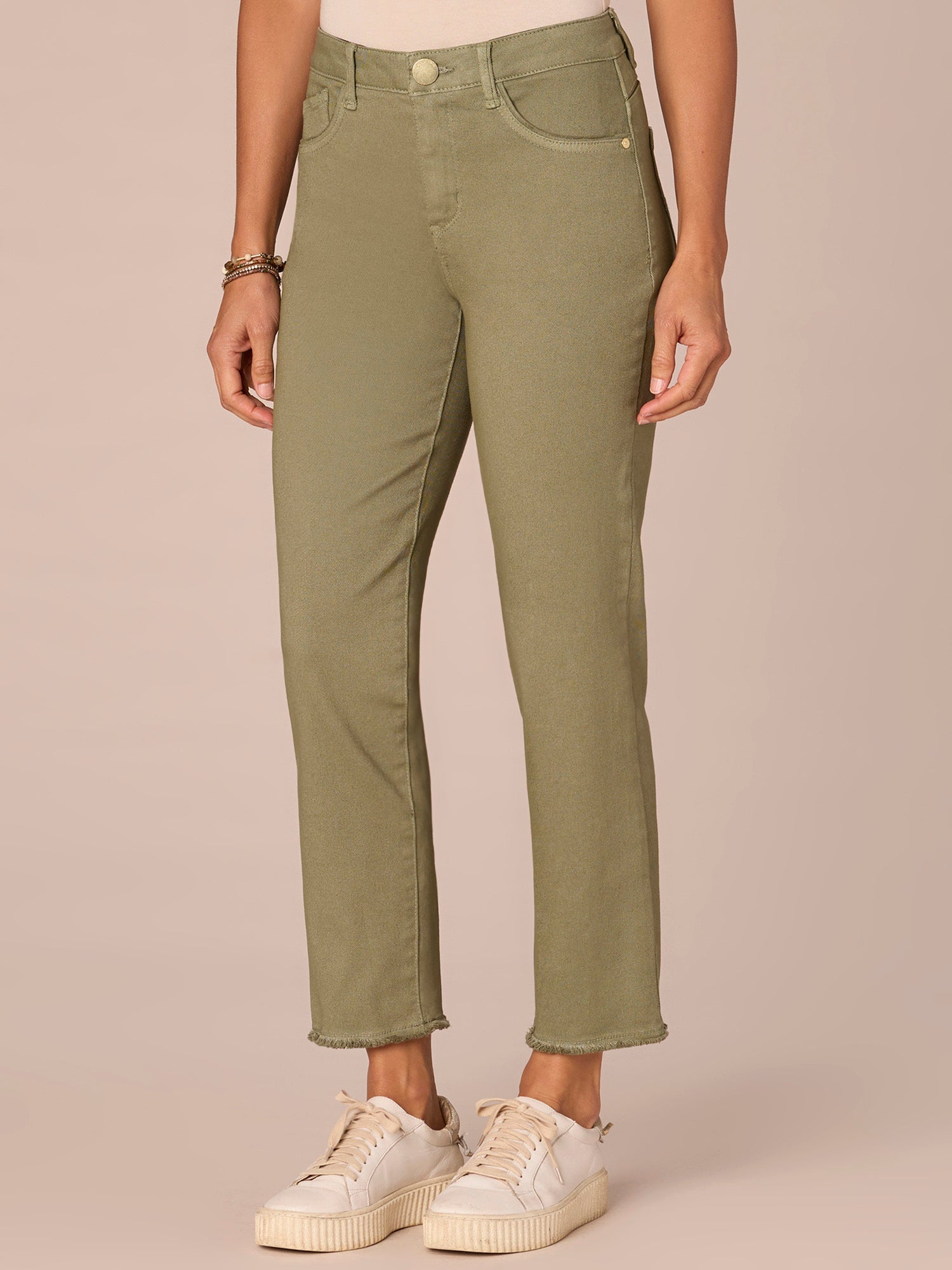 "Ab"solution® Colored Slim Straight Cascading "D" Pants