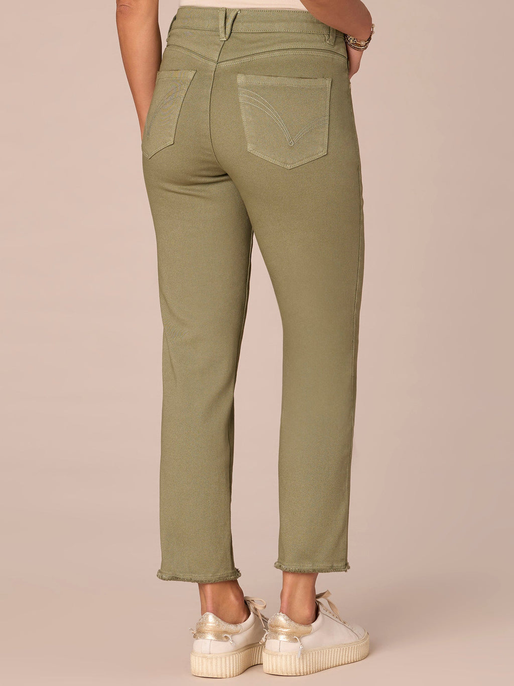 "Ab"solution® Colored Slim Straight Cascading "D" Pants