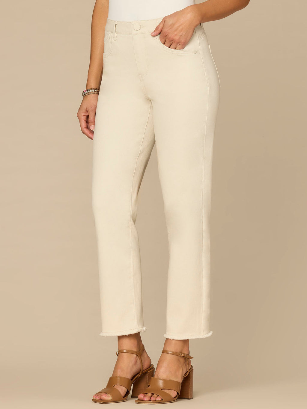 "Ab"solution® Colored Slim Straight Cascading "D" Pants