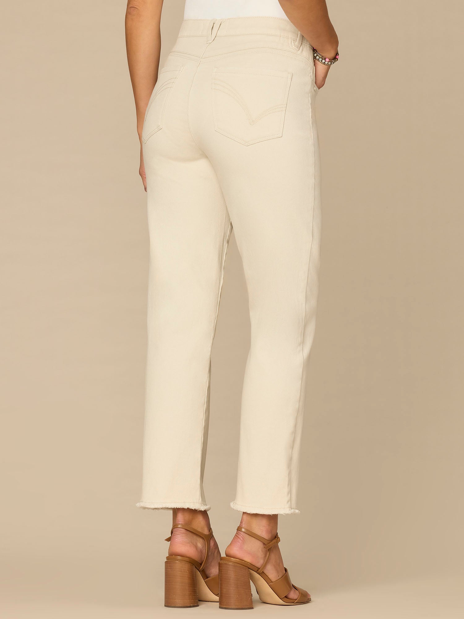 "Ab"solution® Colored Slim Straight Cascading "D" Pants