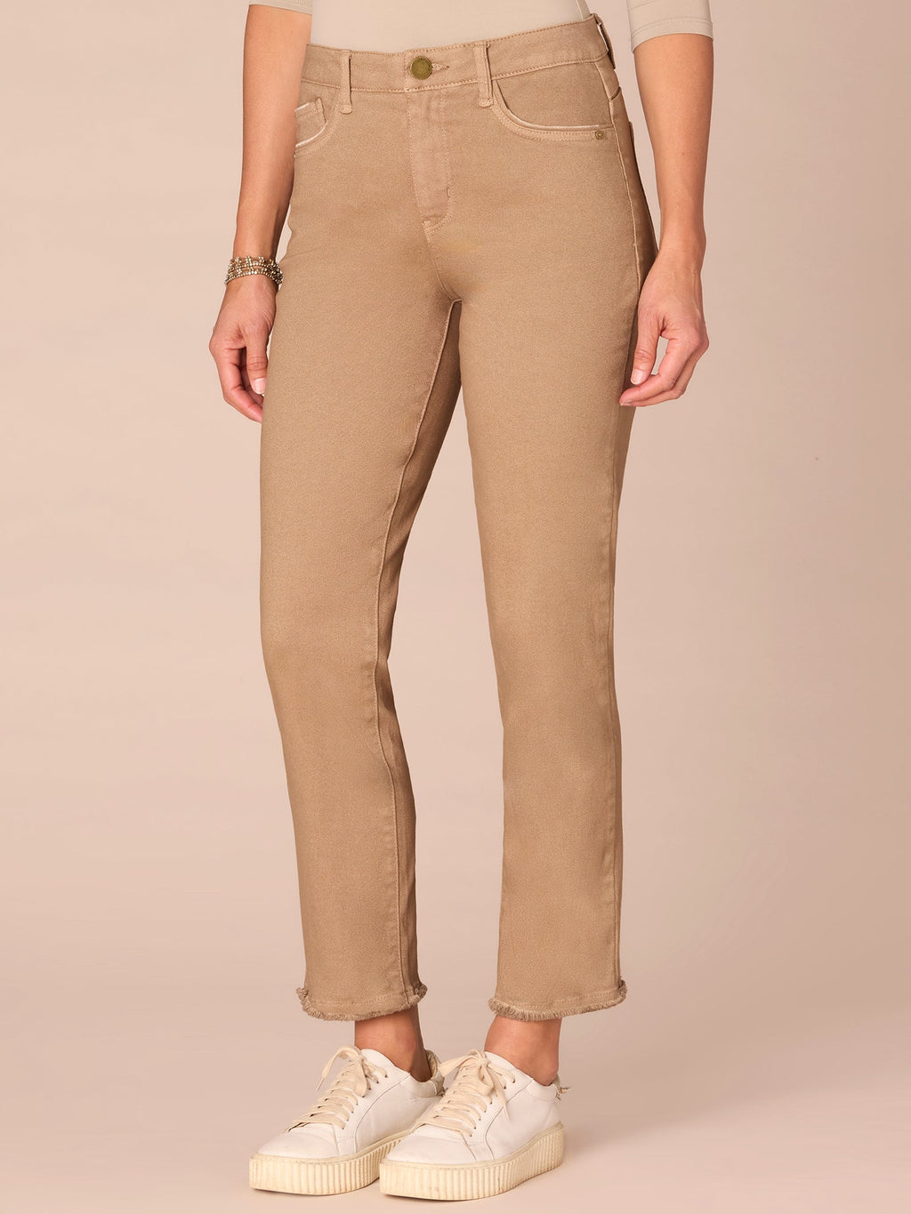 "Ab"solution® Colored Slim Straight Cascading "D" Pants