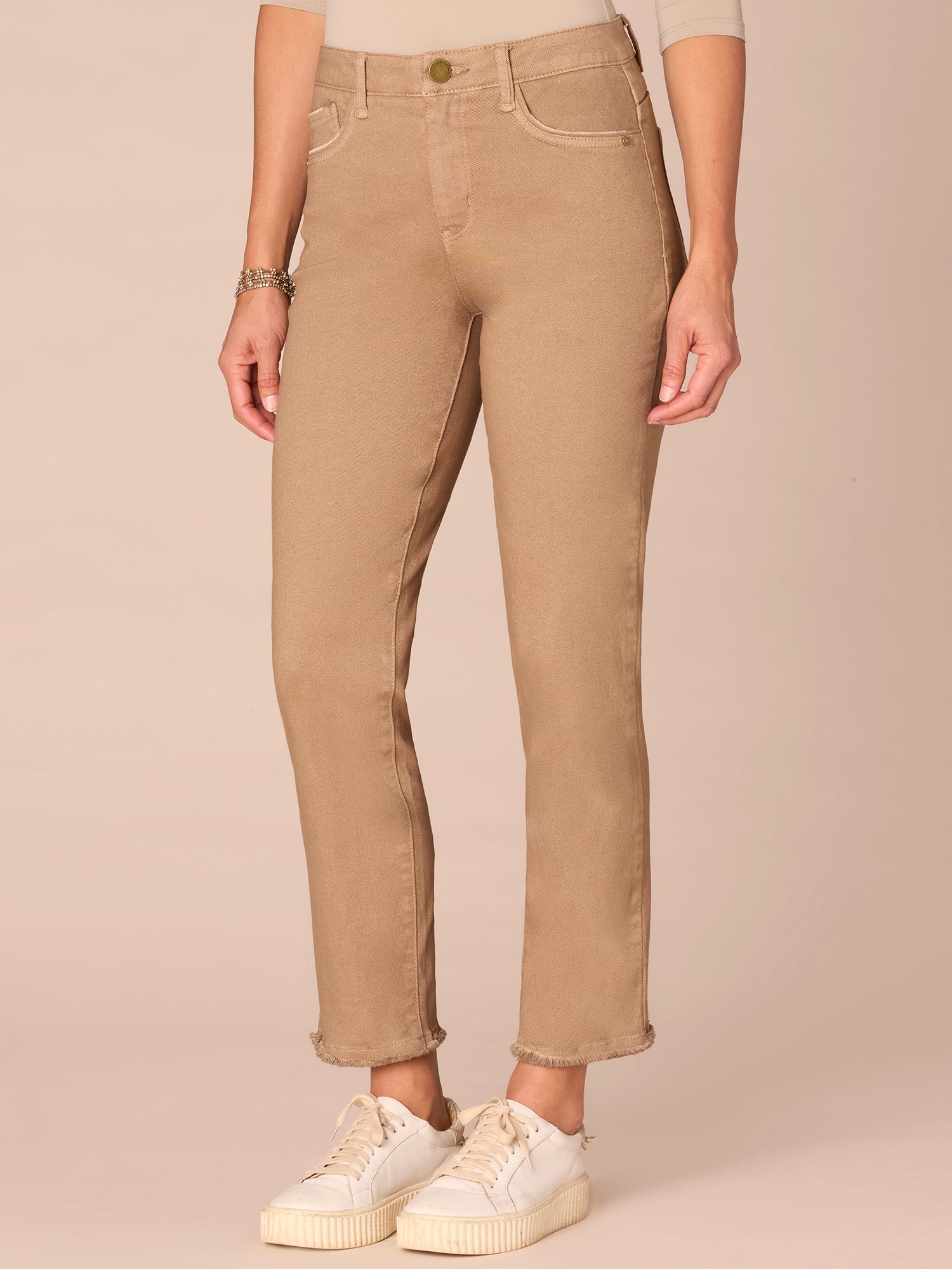 "Ab"solution® Colored Slim Straight Cascading "D" Pants