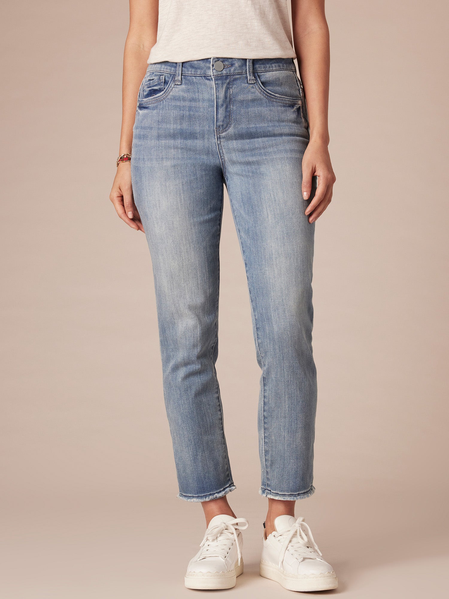 "Ab"solution Petite Slim Straight Jean with Embroidered Cascading "D"
