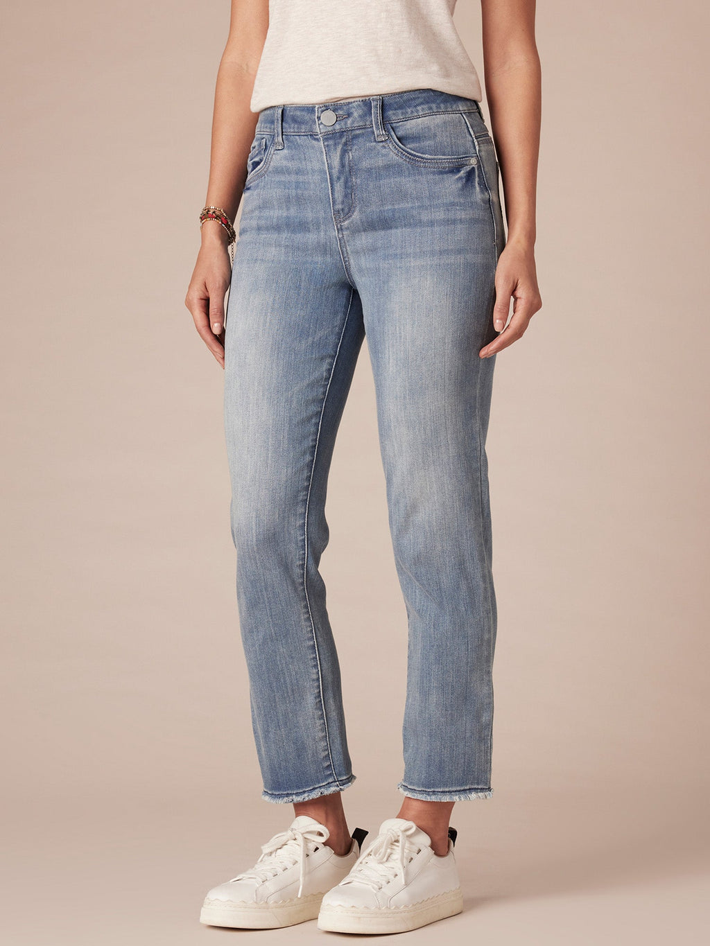 "Ab"solution Petite Slim Straight Jean with Embroidered Cascading "D"