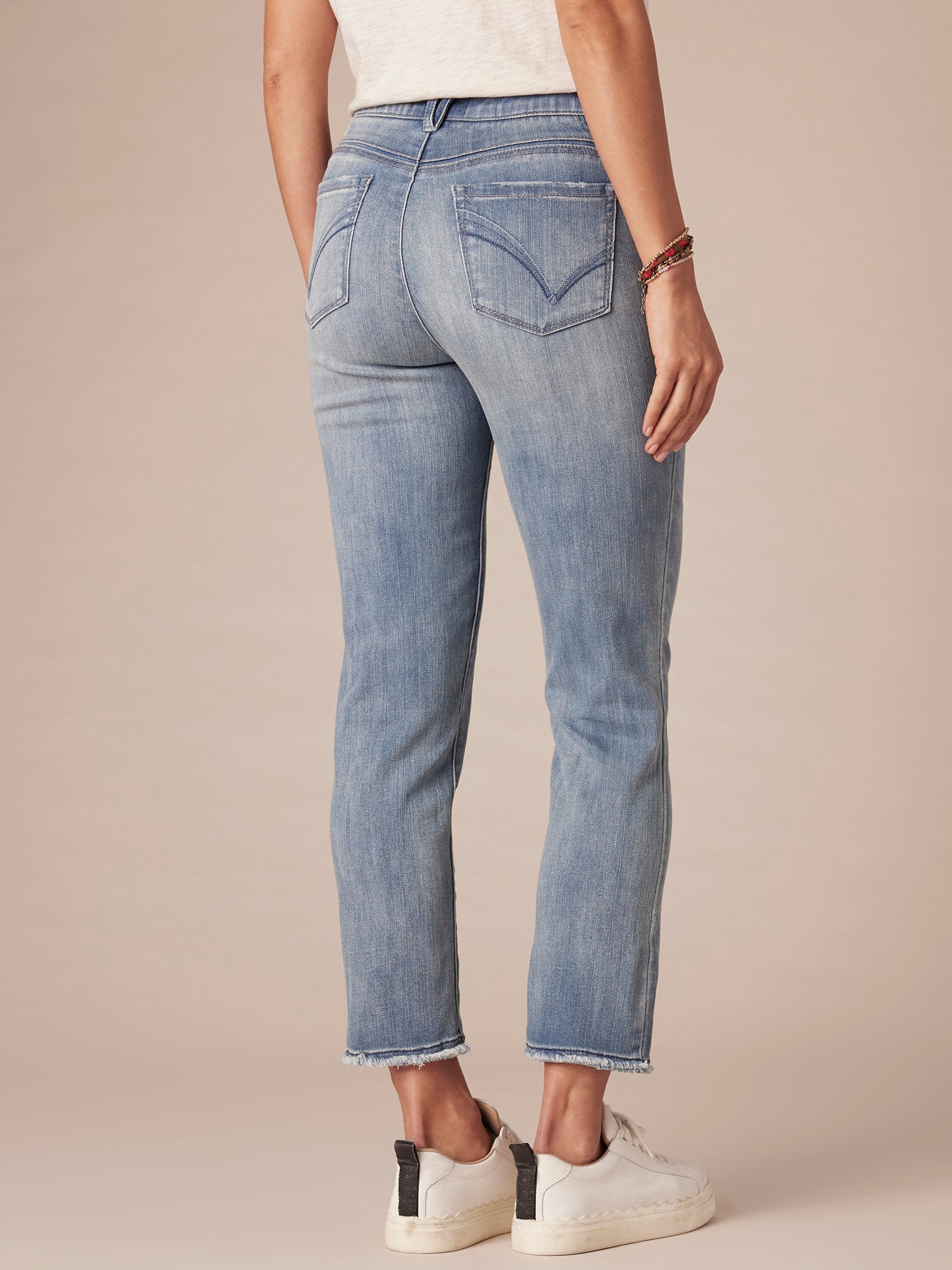 "Ab"solution Petite Slim Straight Jean with Embroidered Cascading "D"