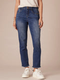 "Ab"solution High Rise Cascading Embroidered "D" Slim Straight Jean