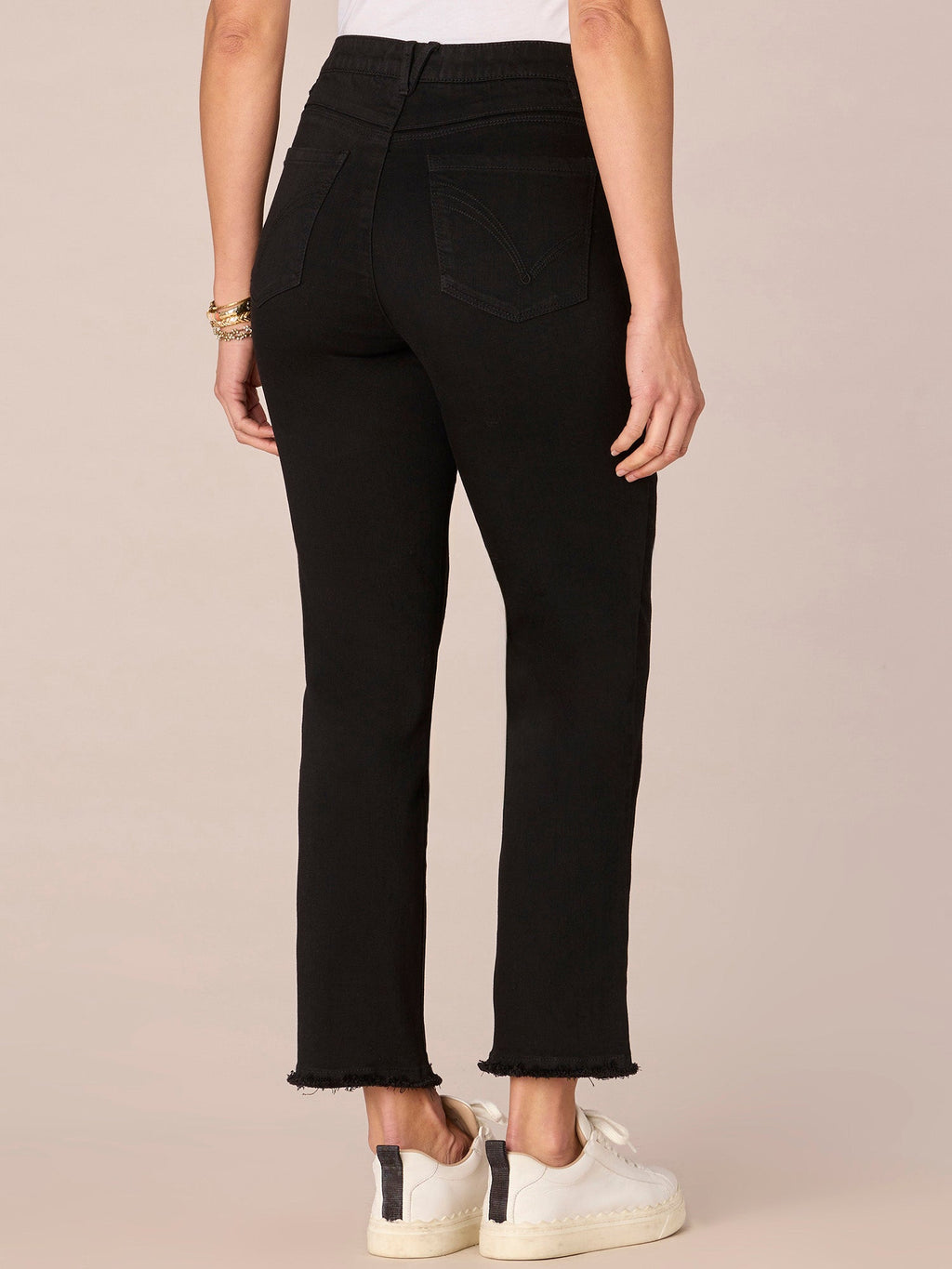 "Ab"solution High Rise Cascading "D" Pocket Slim Straight Jeans