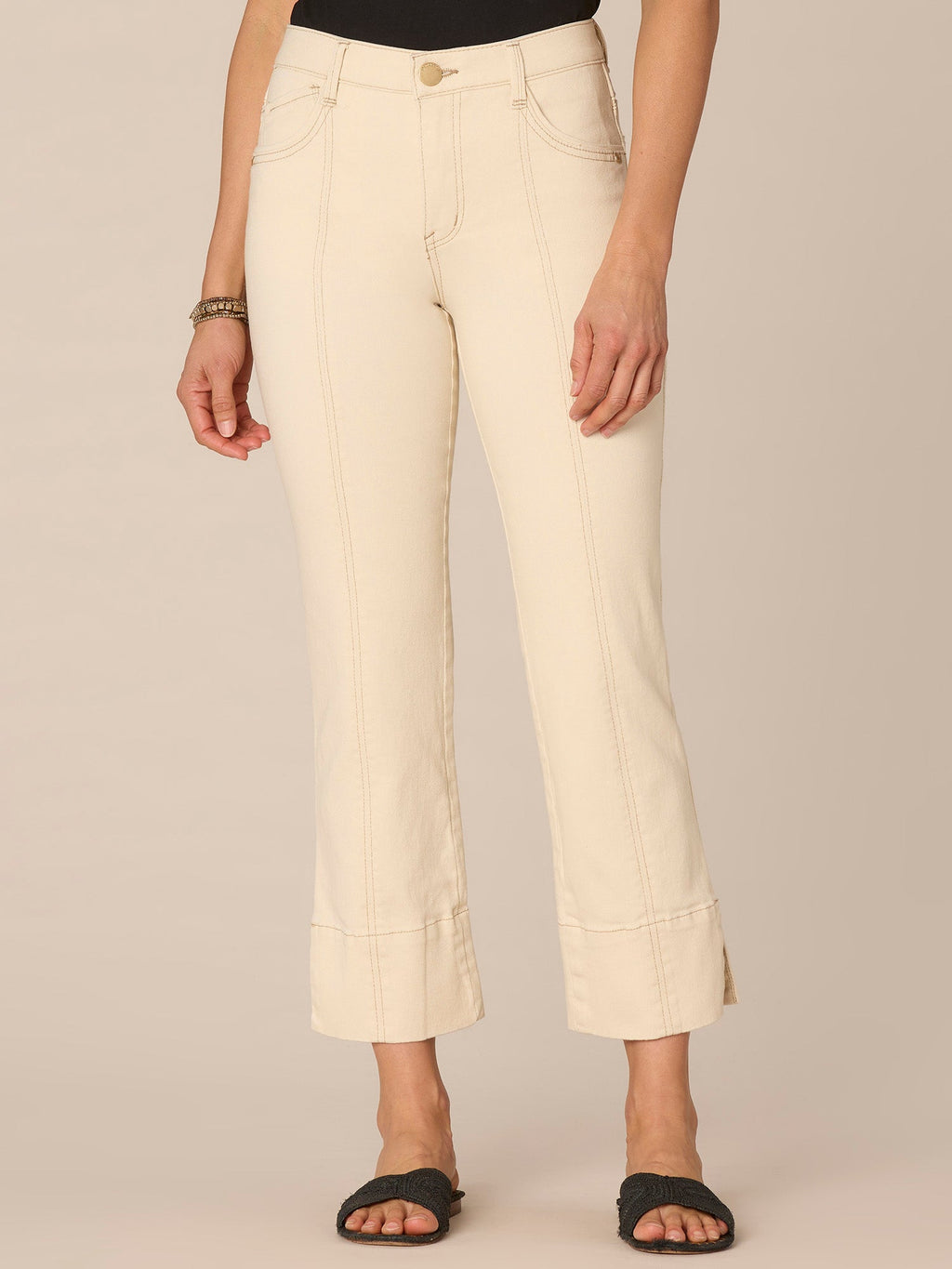 "Ab"solution® High Rise Center Seam Slit Hem Petite Kick Flare Pants