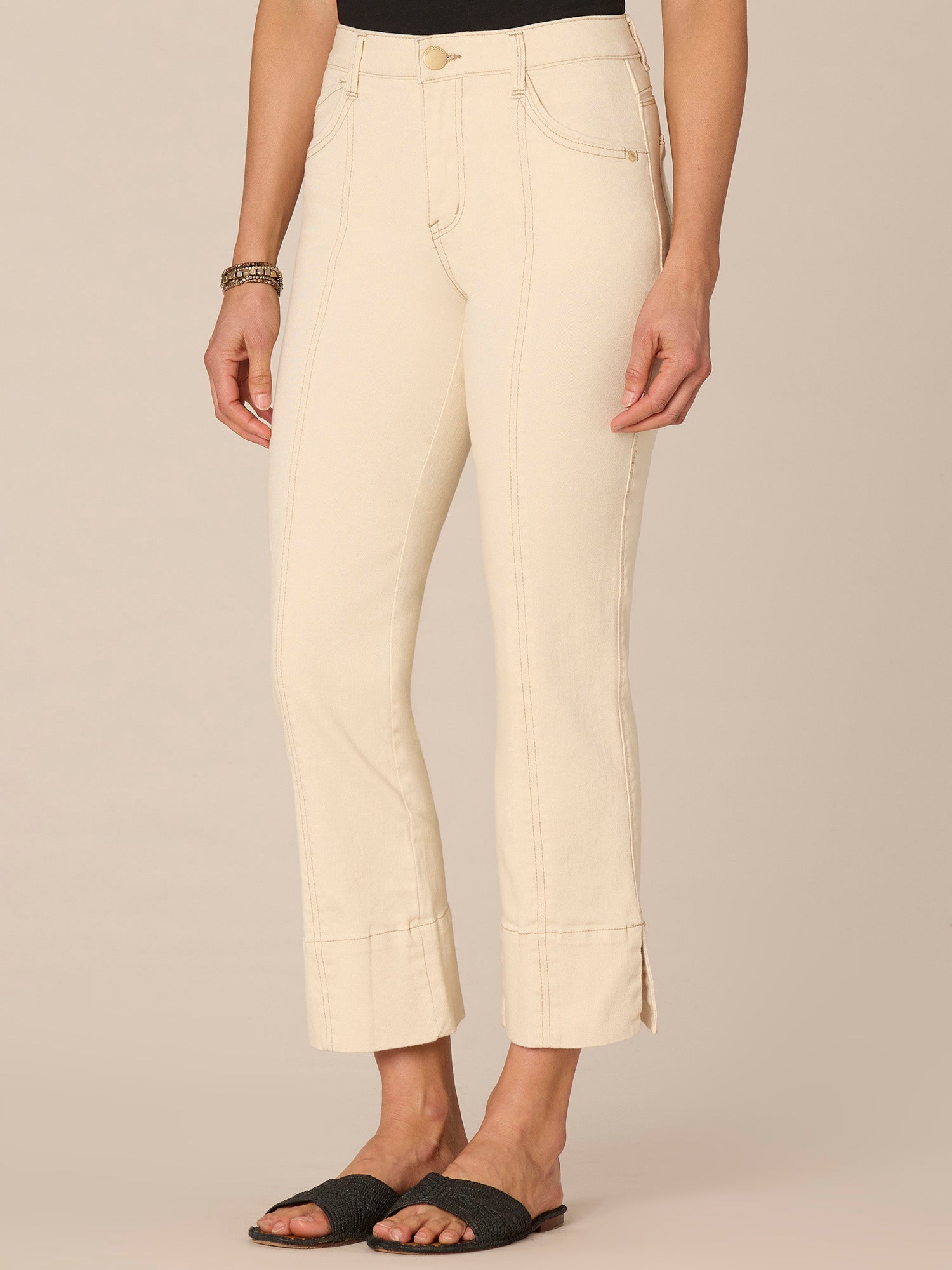 "Ab"solution® High Rise Center Seam Slit Hem Petite Kick Flare Pants