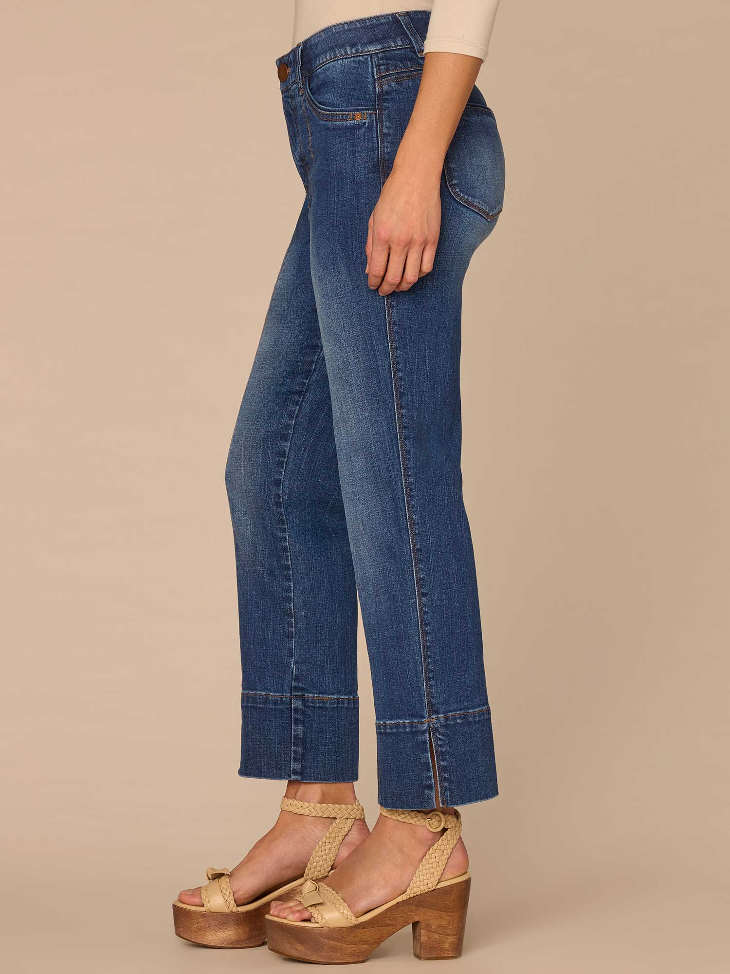 "Ab"solution® High Rise Center Seam Slit Petite Kick Flare Jeans