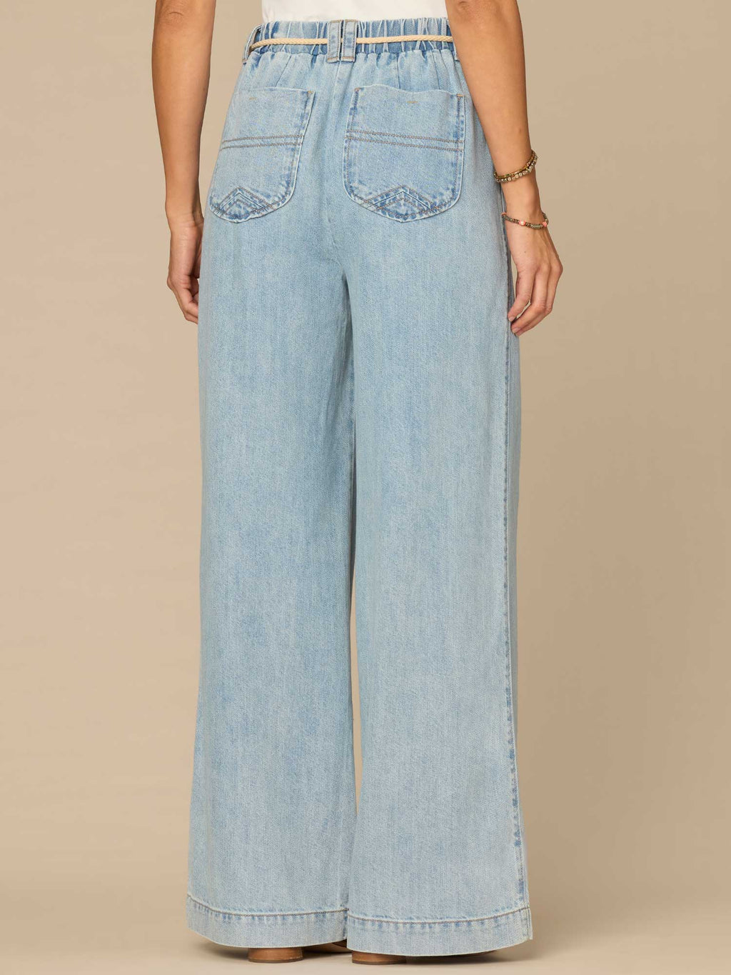 "Ab"leisure Skyrise Rope Belt Pleated Petite Wide Leg Jeans