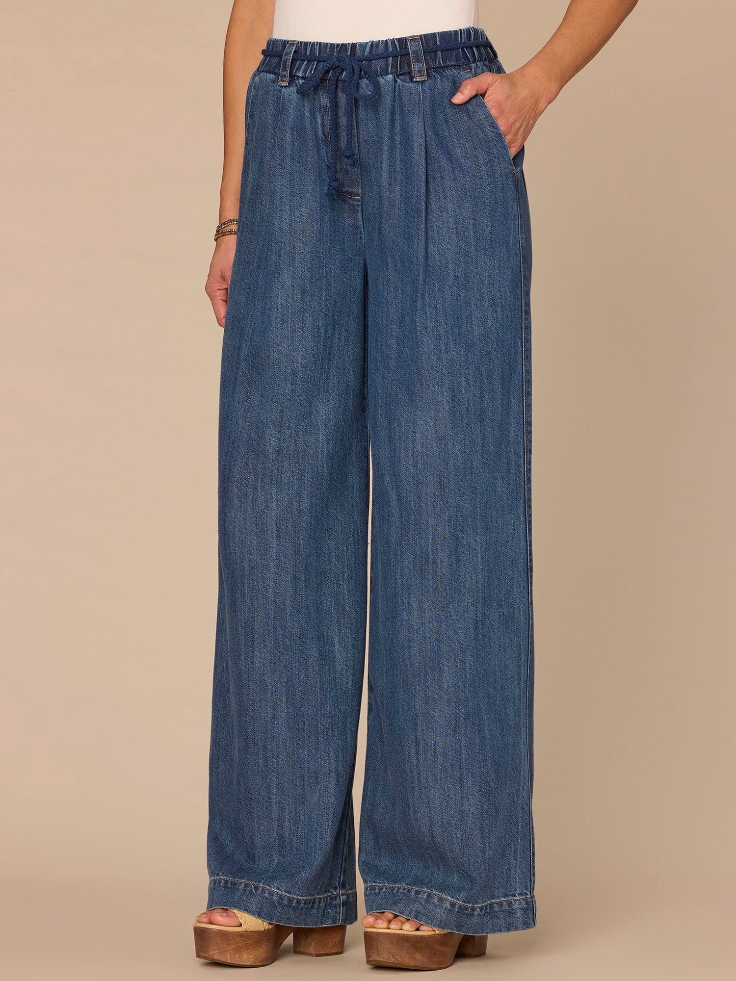 "Ab"leisure Skyrise Rope Tie Belt Spade Pocket Pleated Wide Leg Jeans