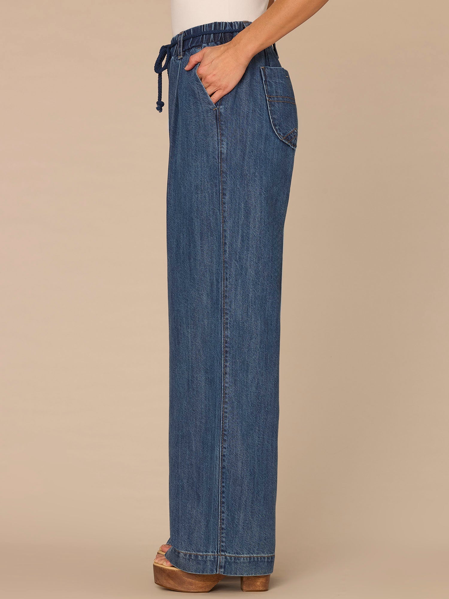 "Ab"leisure Skyrise Rope Tie Belt Spade Pocket Pleated Wide Leg Jeans