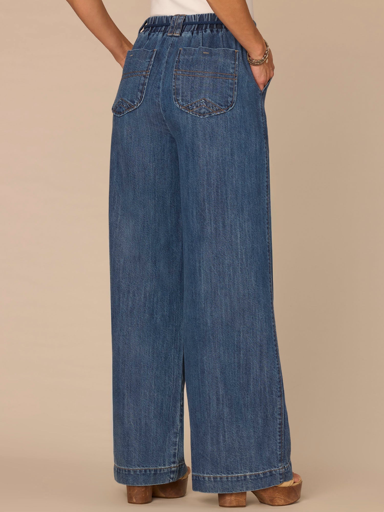 "Ab"leisure Skyrise Rope Tie Belt Spade Pocket Pleated Wide Leg Jeans