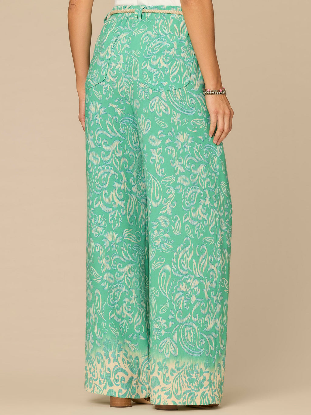 "Ab"leisure Skyrise Rope Belt Spade Pocket Printed Wide Leg Pants