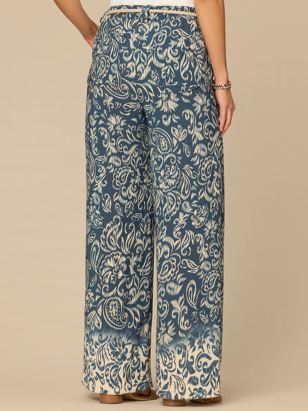 "Ab"leisure Skyrise Rope Belt Spade Pocket Printed Wide Leg Pants