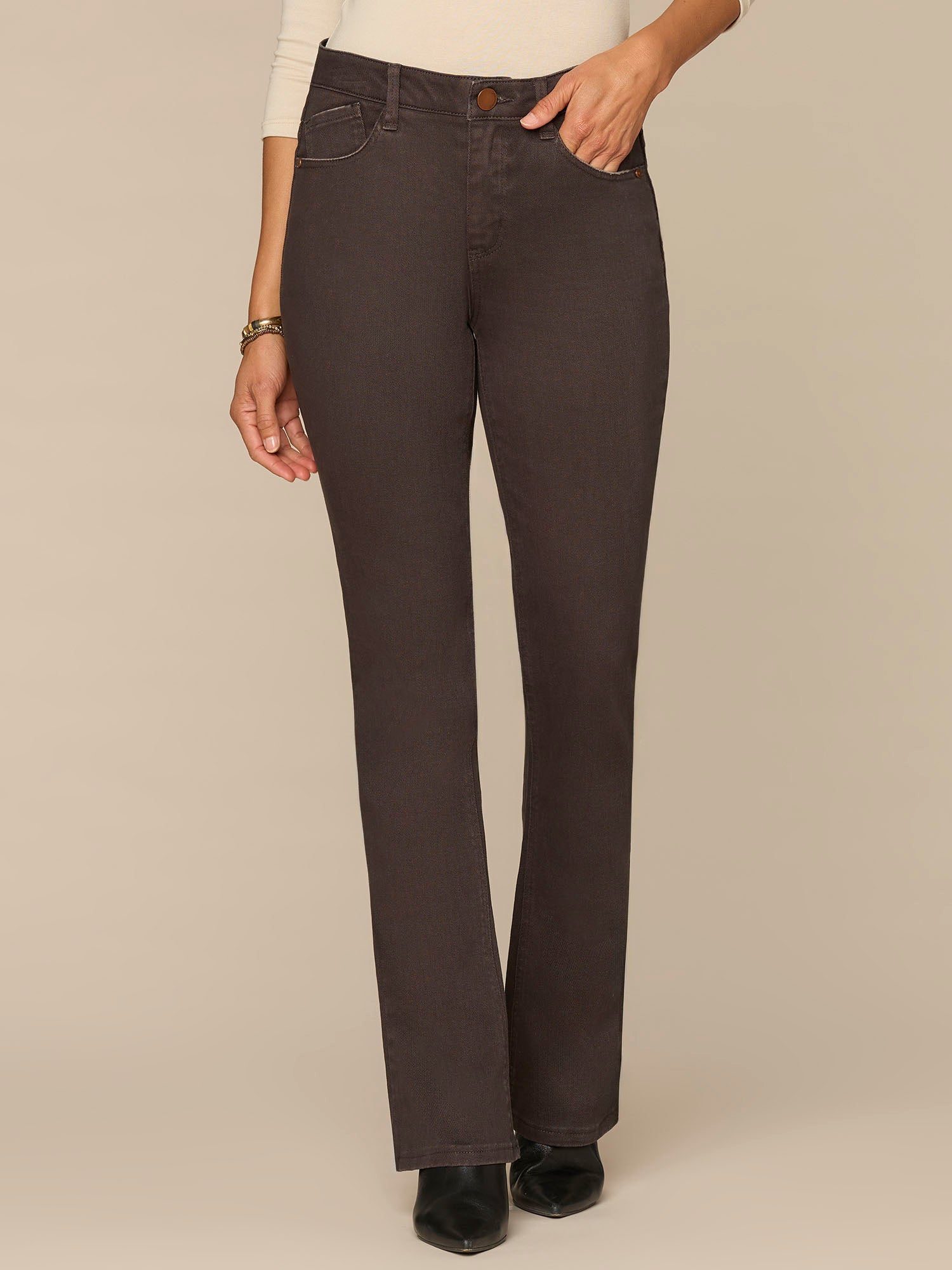 "Ab"solution® High Rise Itty Bitty Boot Pants with Rhinestones
