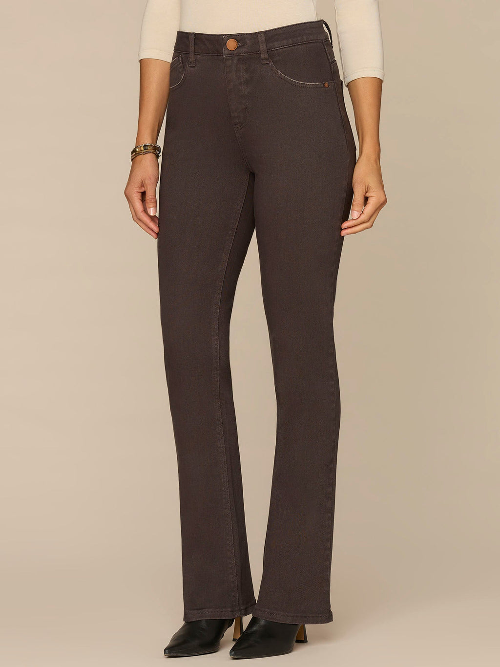 "Ab"solution® High Rise Petite Itty Bitty Boot Pants with Rhinestones