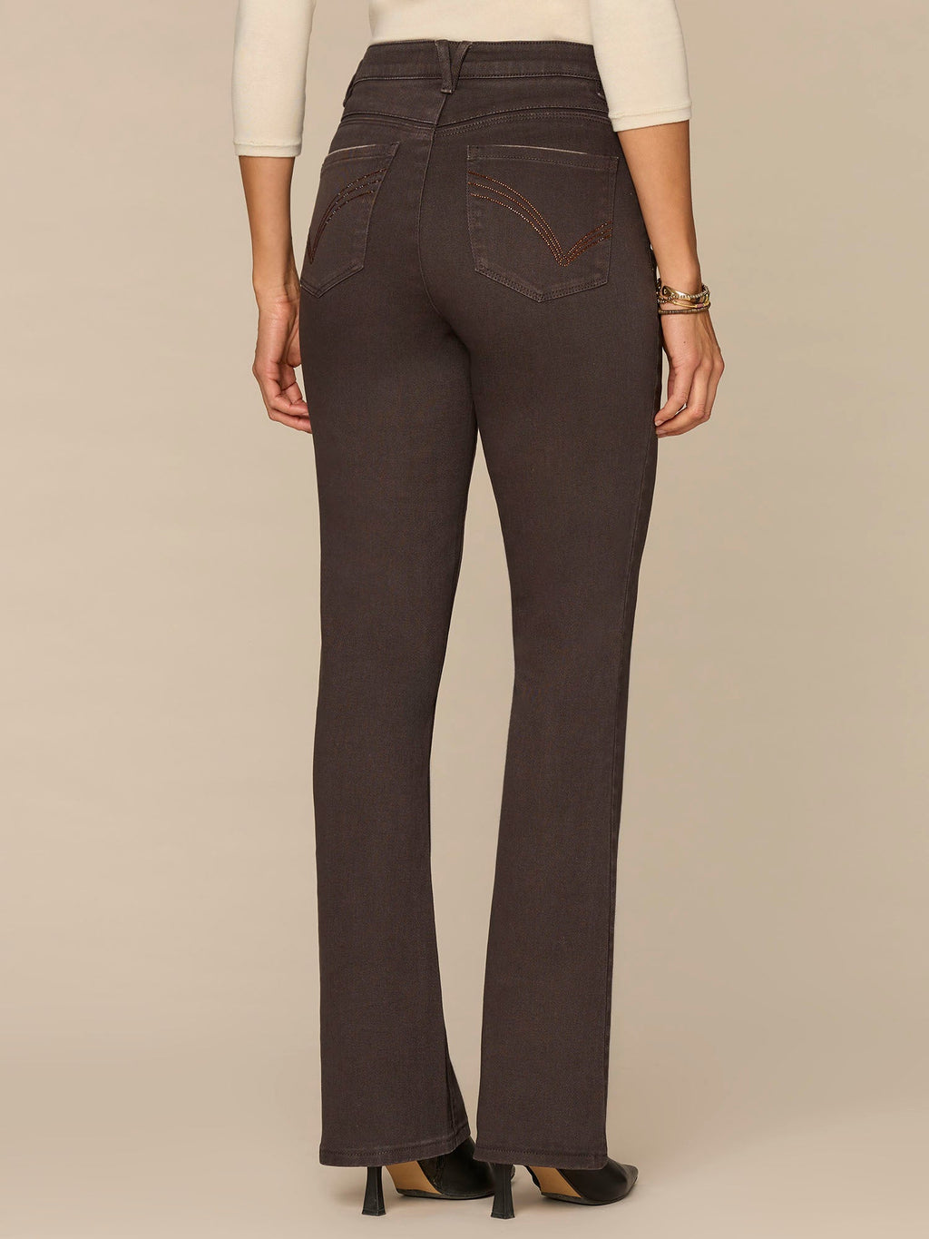 "Ab"solution® High Rise Itty Bitty Boot Pants with Rhinestones