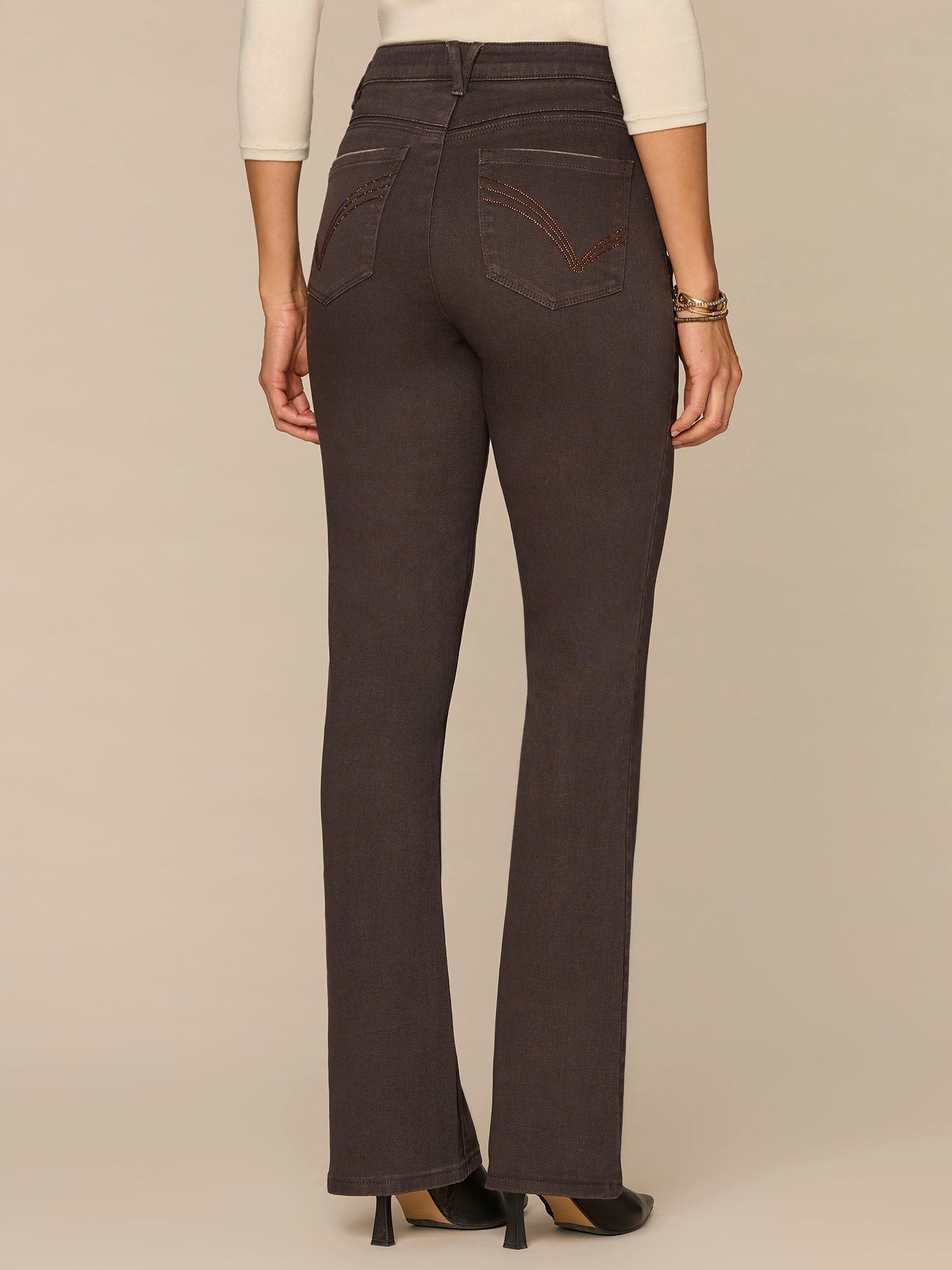 "Ab"solution® High Rise Itty Bitty Boot Pants with Rhinestones
