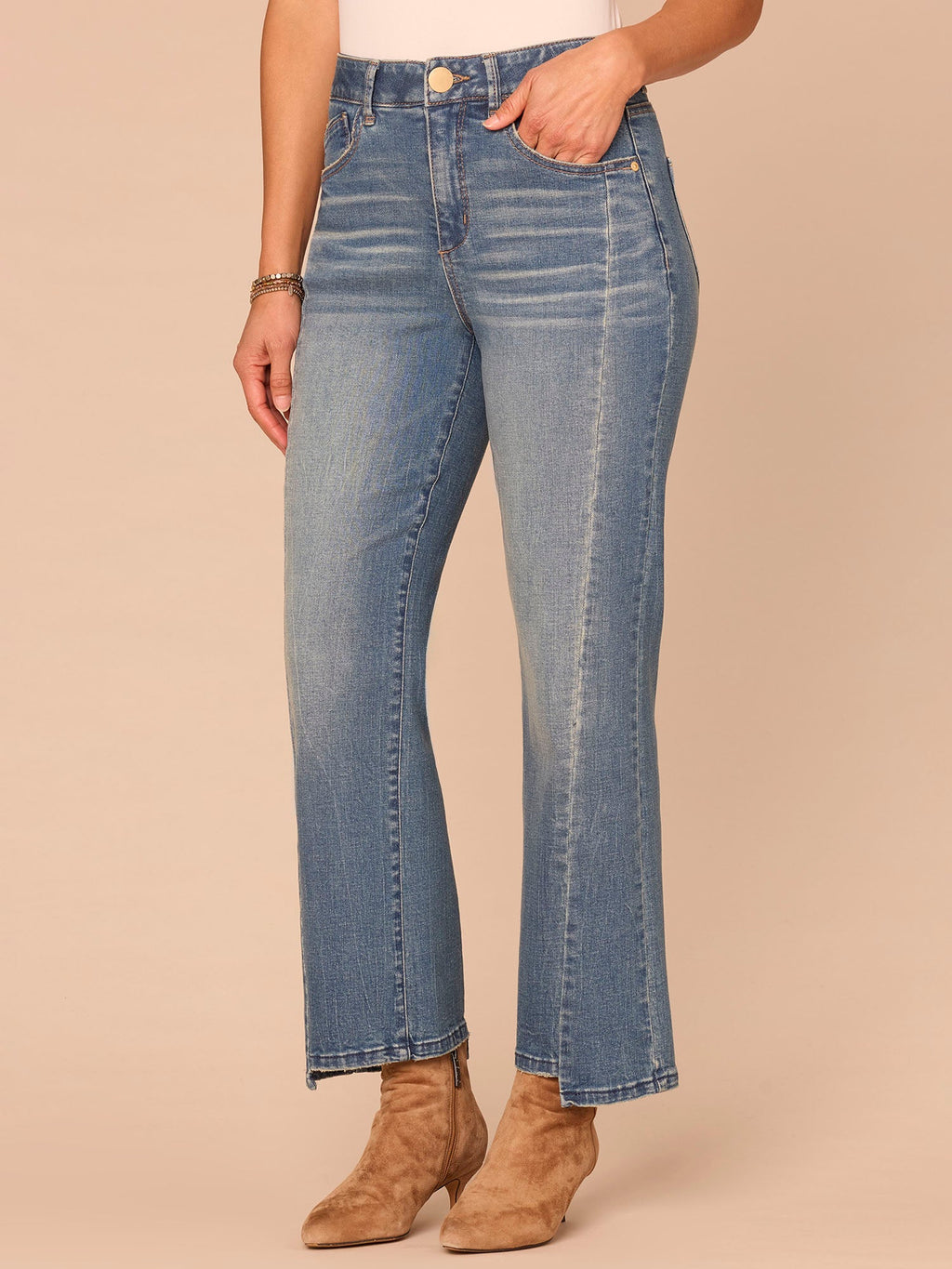 "Ab"solution® Skyrise Clean Finish Step Hem Barely Boot Petite Jeans
