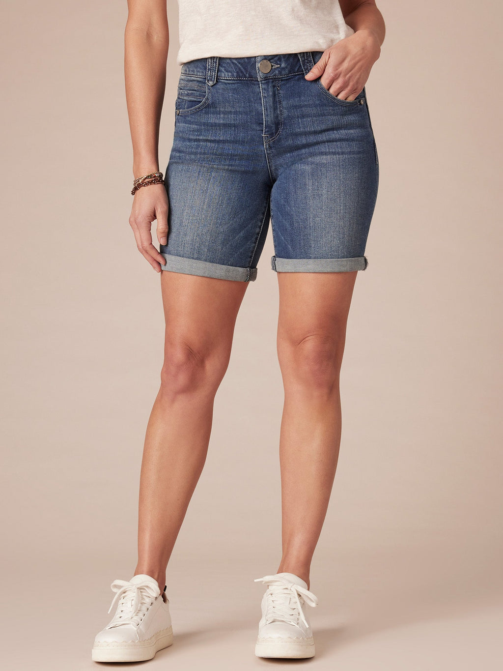 "Ab"solution® 6" Inseam Blue Denim Petite Shorts
