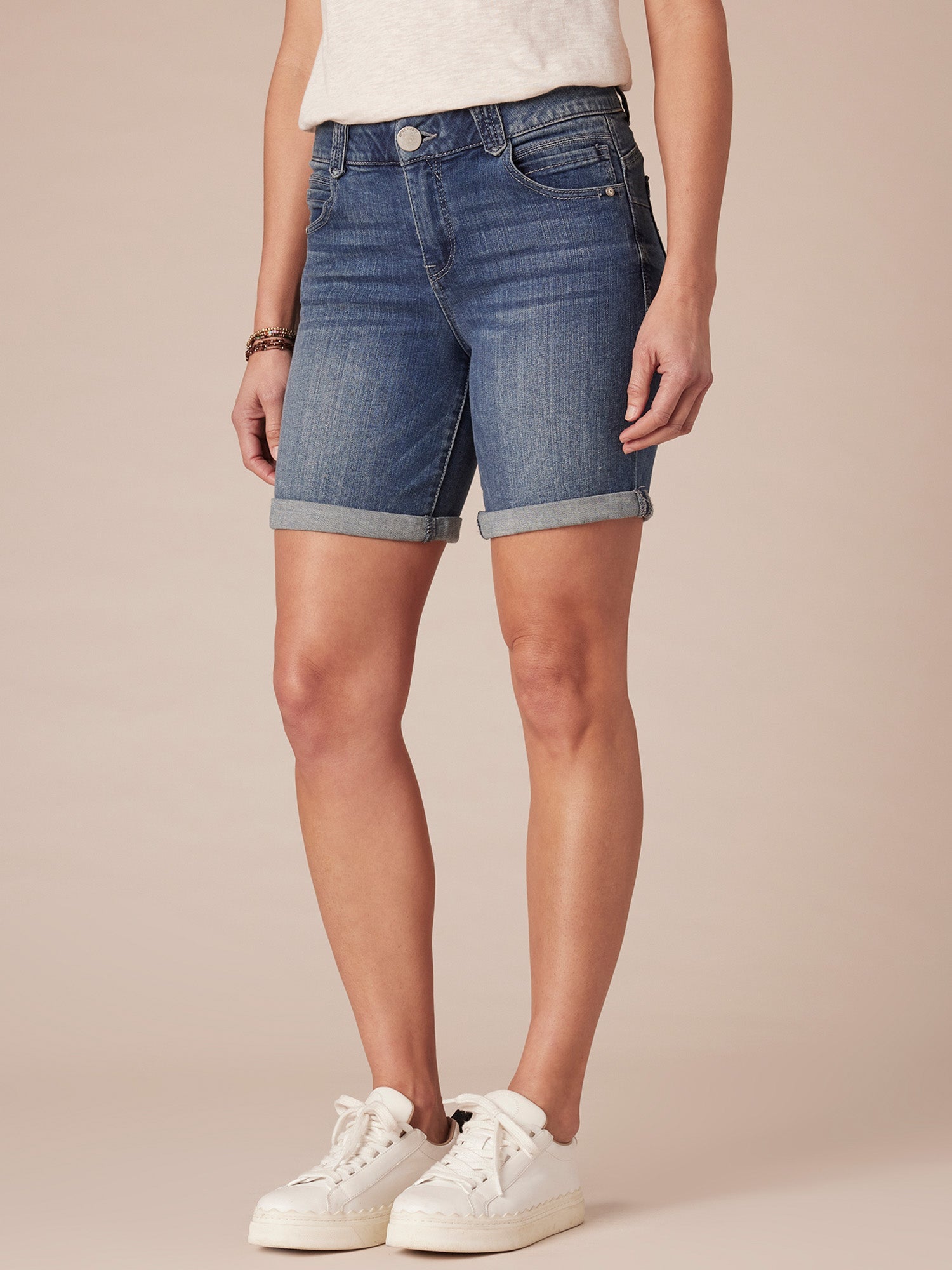 "Ab"solution® 6" Inseam Blue Denim Petite Shorts