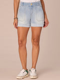 "Ab"solution High Rise Fray Cuff Shorts with Dart Seams